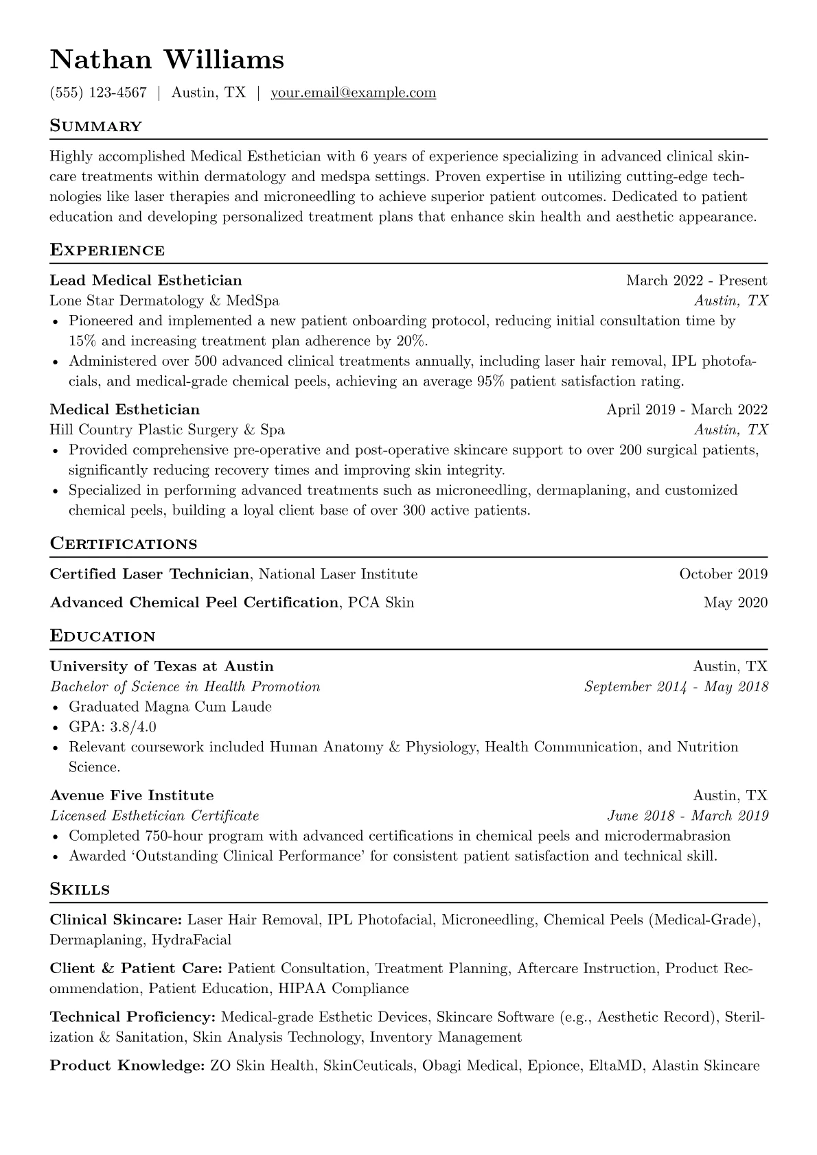 Medical Esthetician version - Page 1