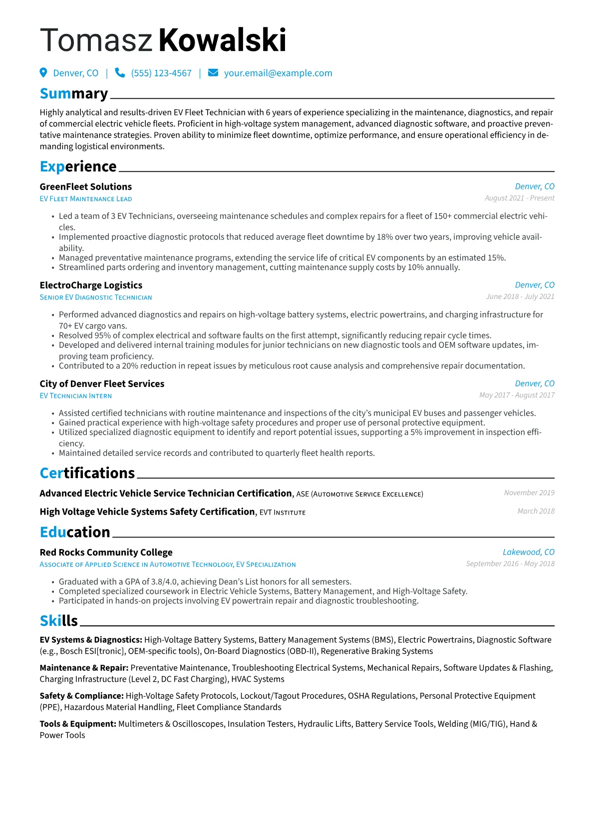 EV Fleet Technician version - Page 1