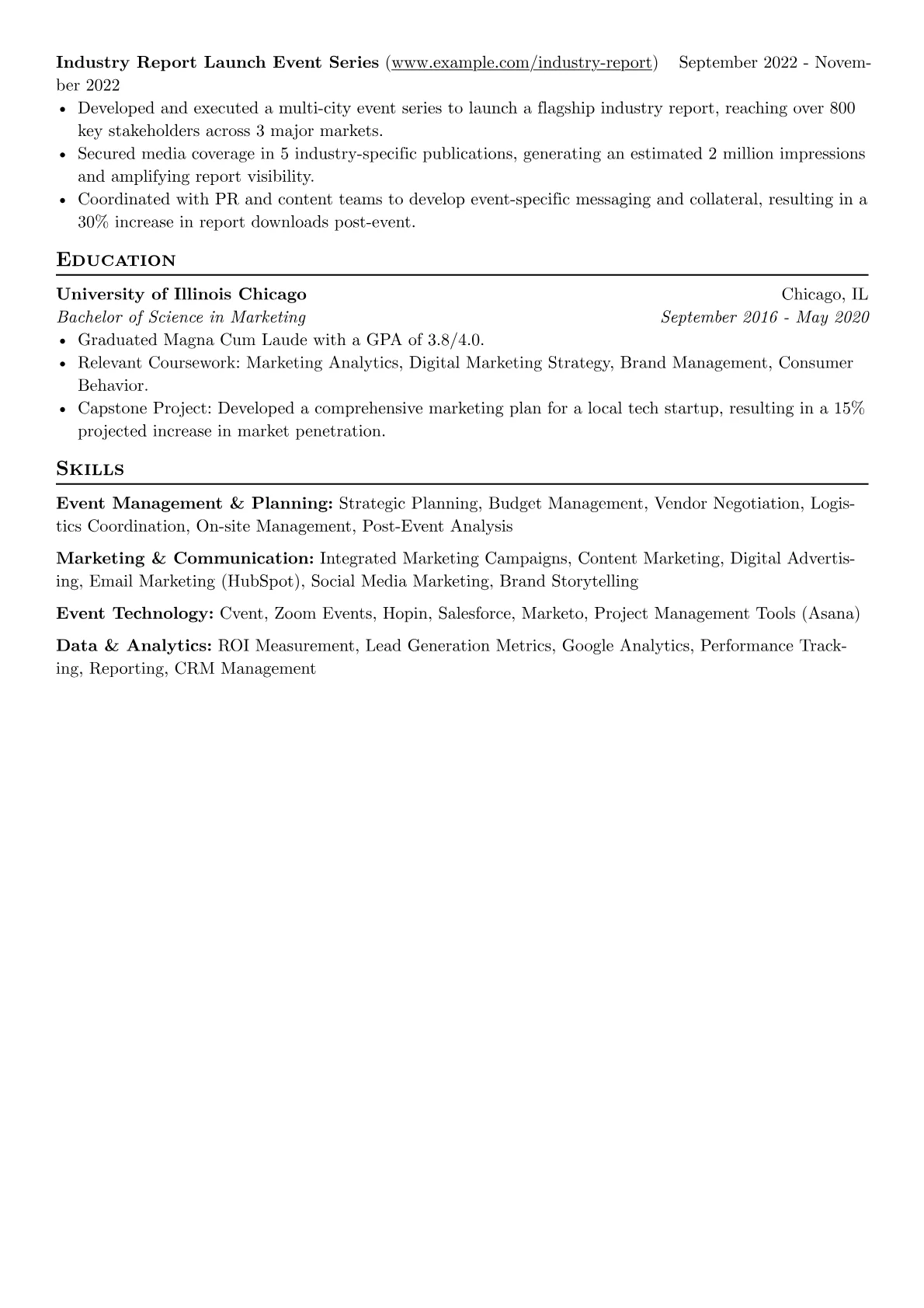 Event Marketing Specialist resume example, B2B Tech Events Specialist, page 2