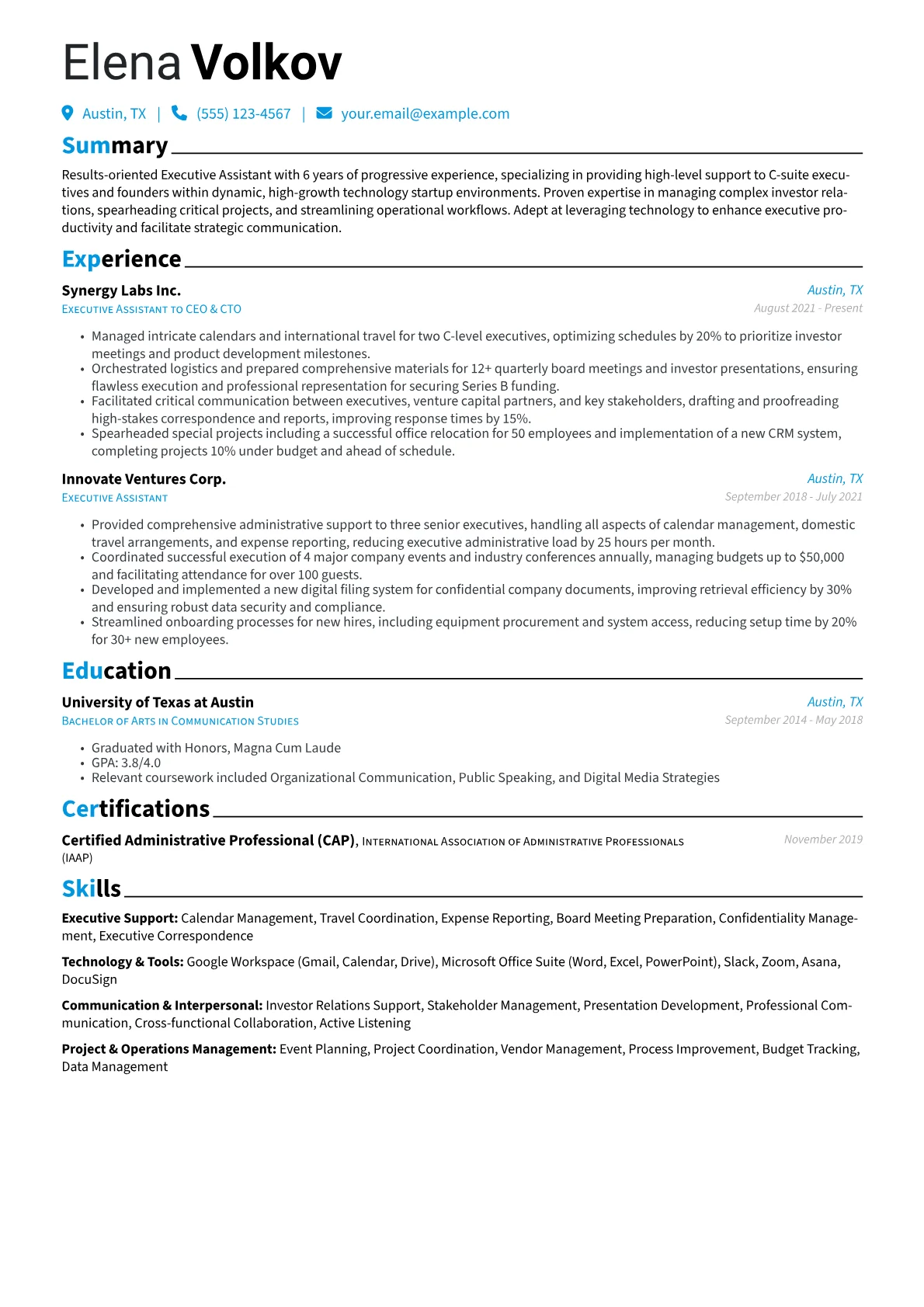 Tech Startup Executive version - Page 1