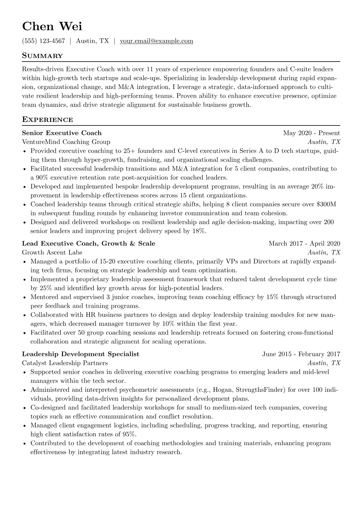 Executive Coach version - Page 1