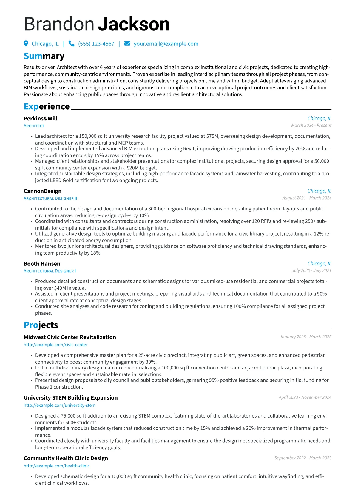 Experienced Architect resume example, BIM & CAD Software, page 1