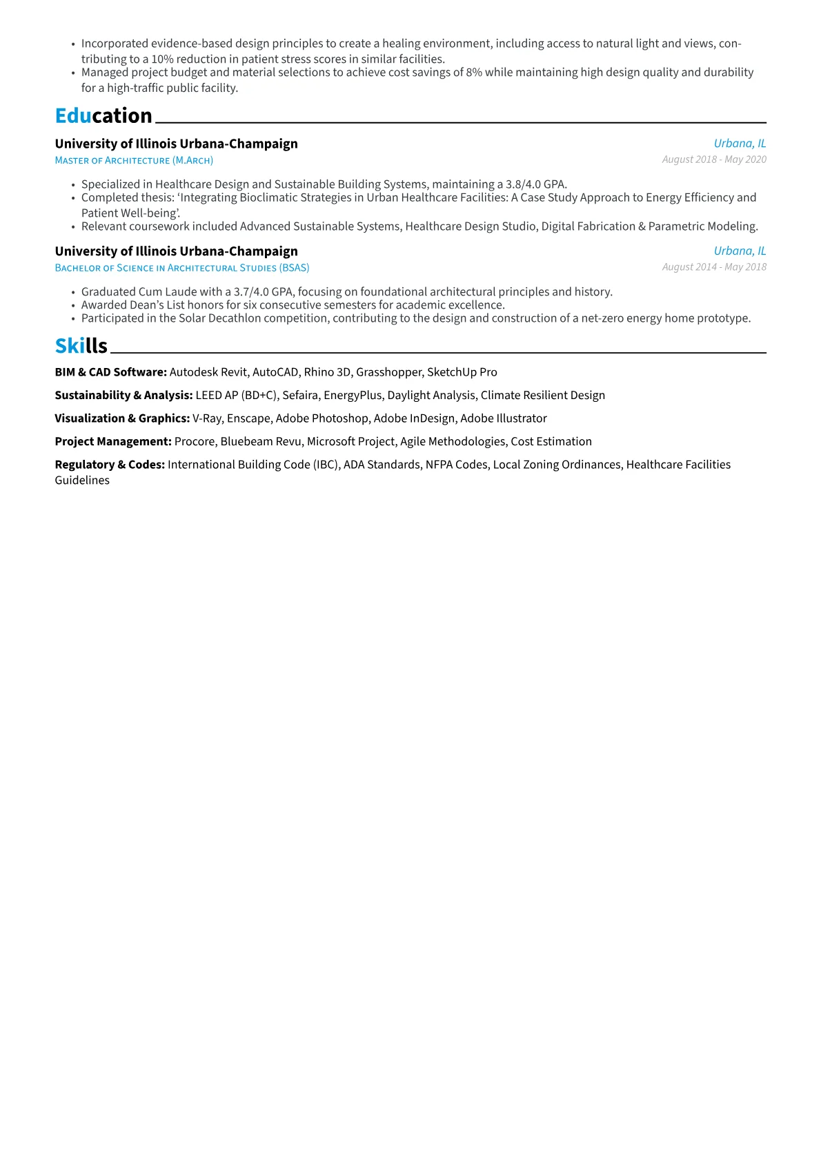 Experienced Architect resume example, BIM & CAD Software, page 2