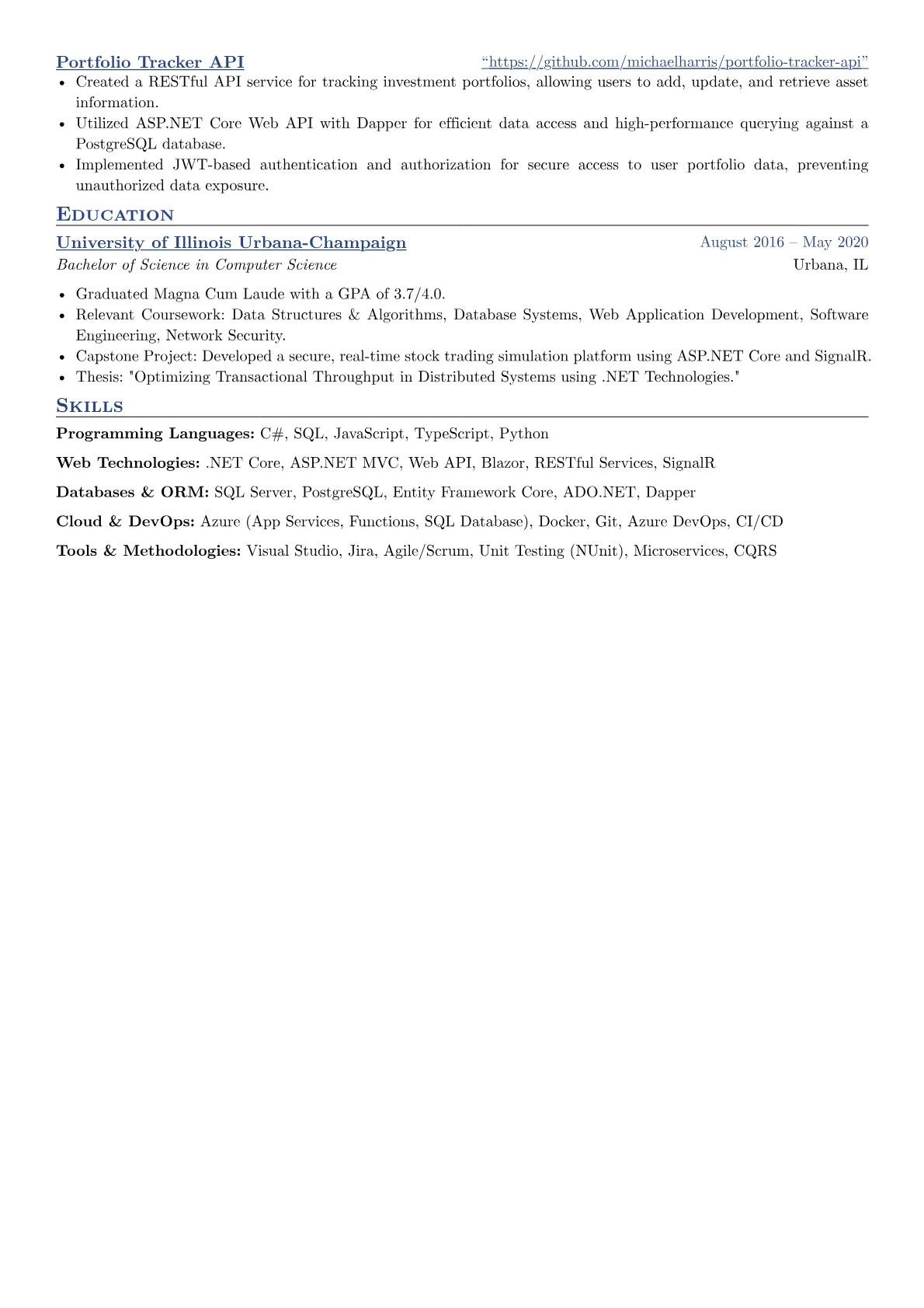 Experienced ASP.NET Developer resume example, Programming Languages, page 2