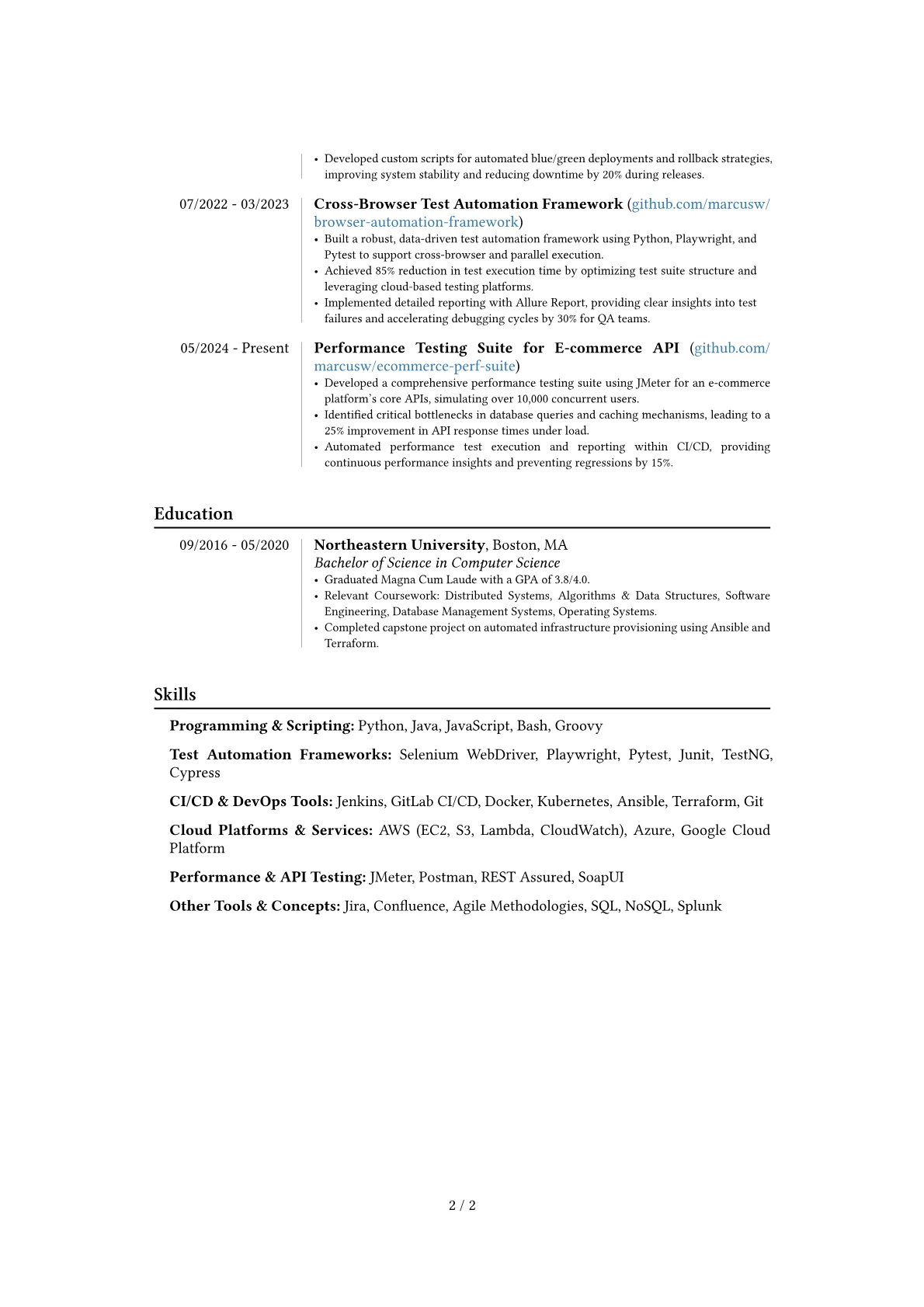 Experienced Automation Engineer resume example, Career changer, page 2