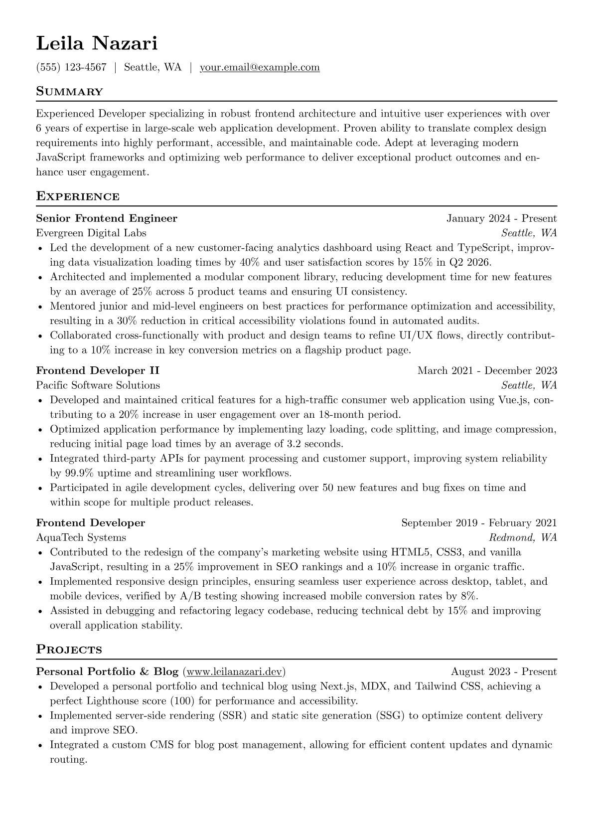 Experienced Developer resume example, experienced-developer-leil, page 1