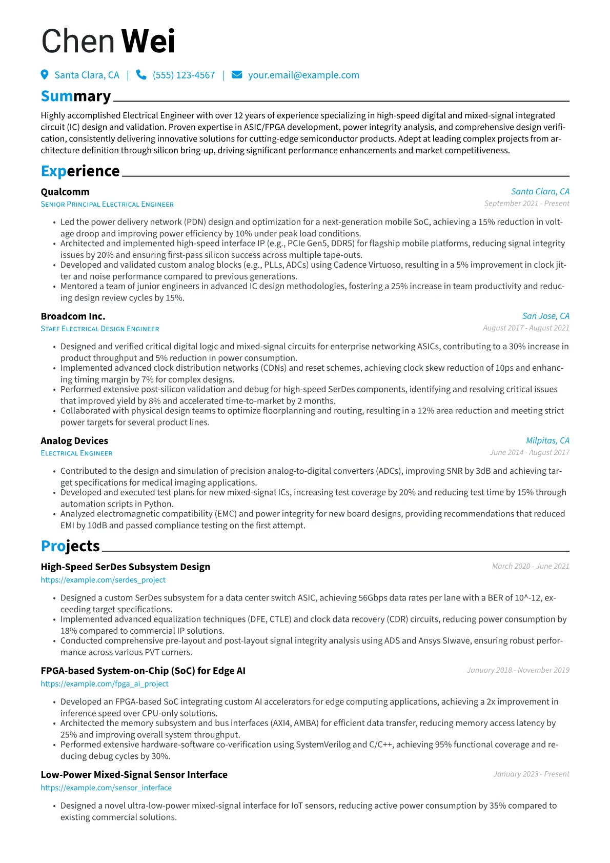 Experienced Electrical Engineer resume example, Experienced Electrical, page 1