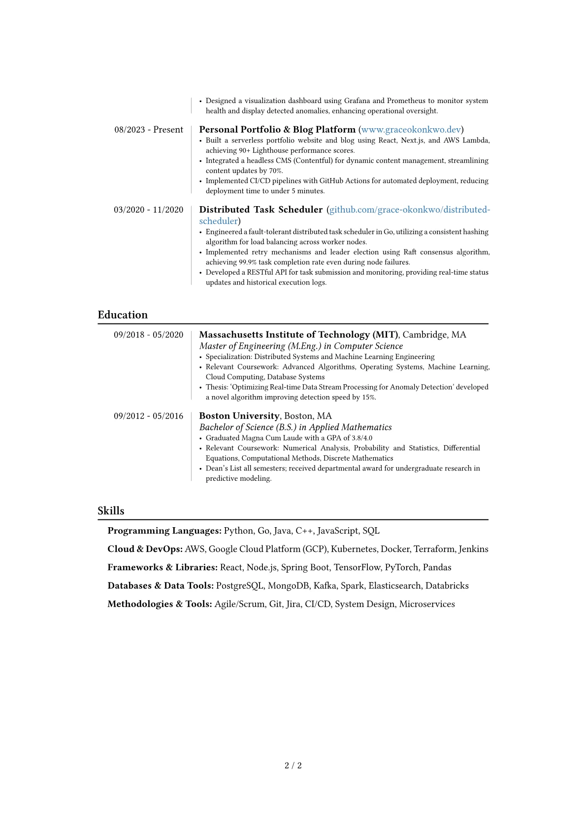Experienced Engineer resume example, Career changer, page 2
