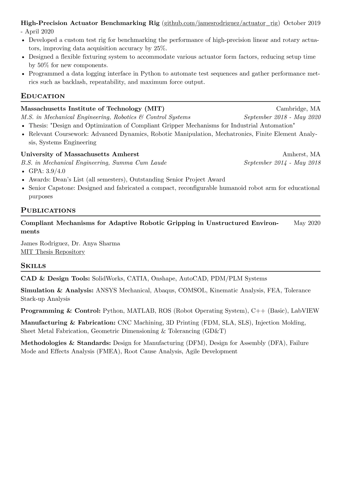 Experienced Mechanical Design Engineer resume example, Robotics & Automation, page 2