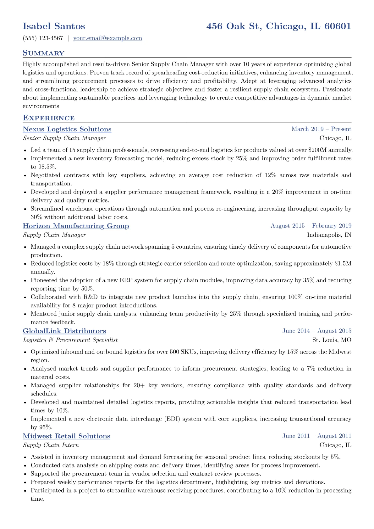 Experienced Resume Format version - Page 1