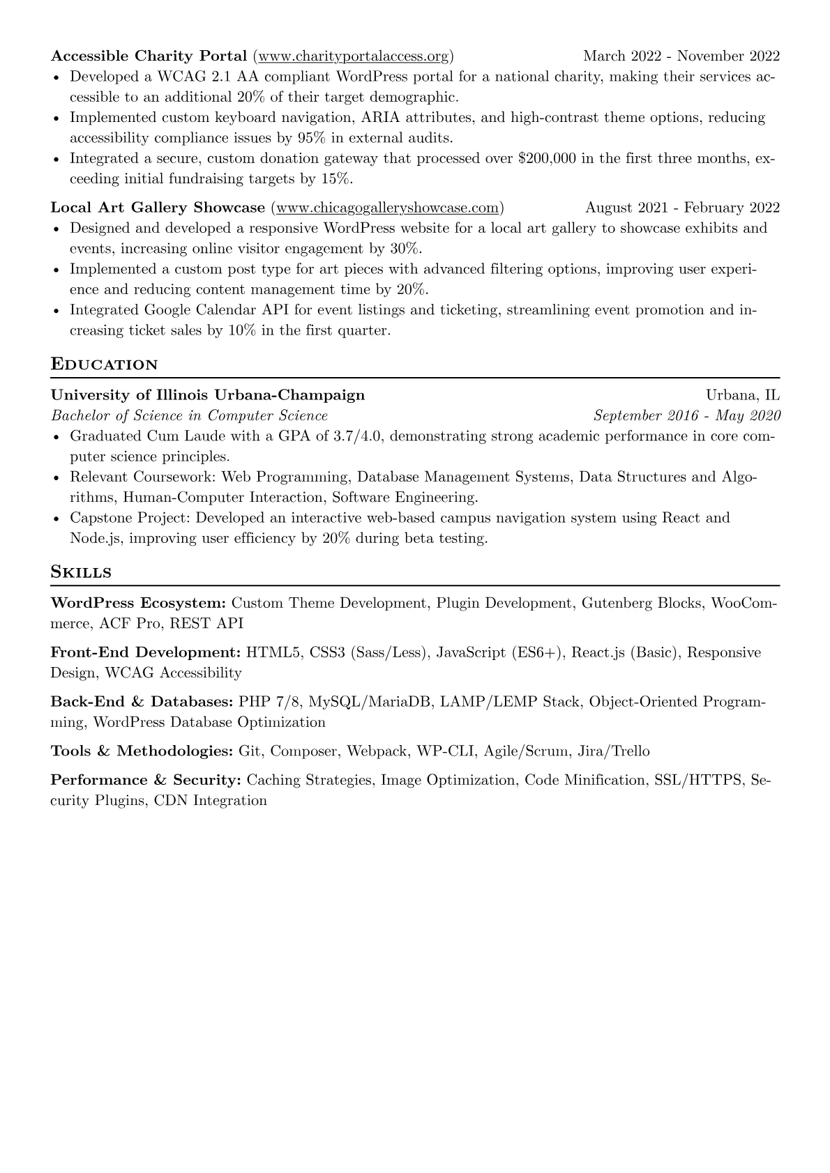 Experienced WordPress Developer resume example, Experienced WordPress, page 2