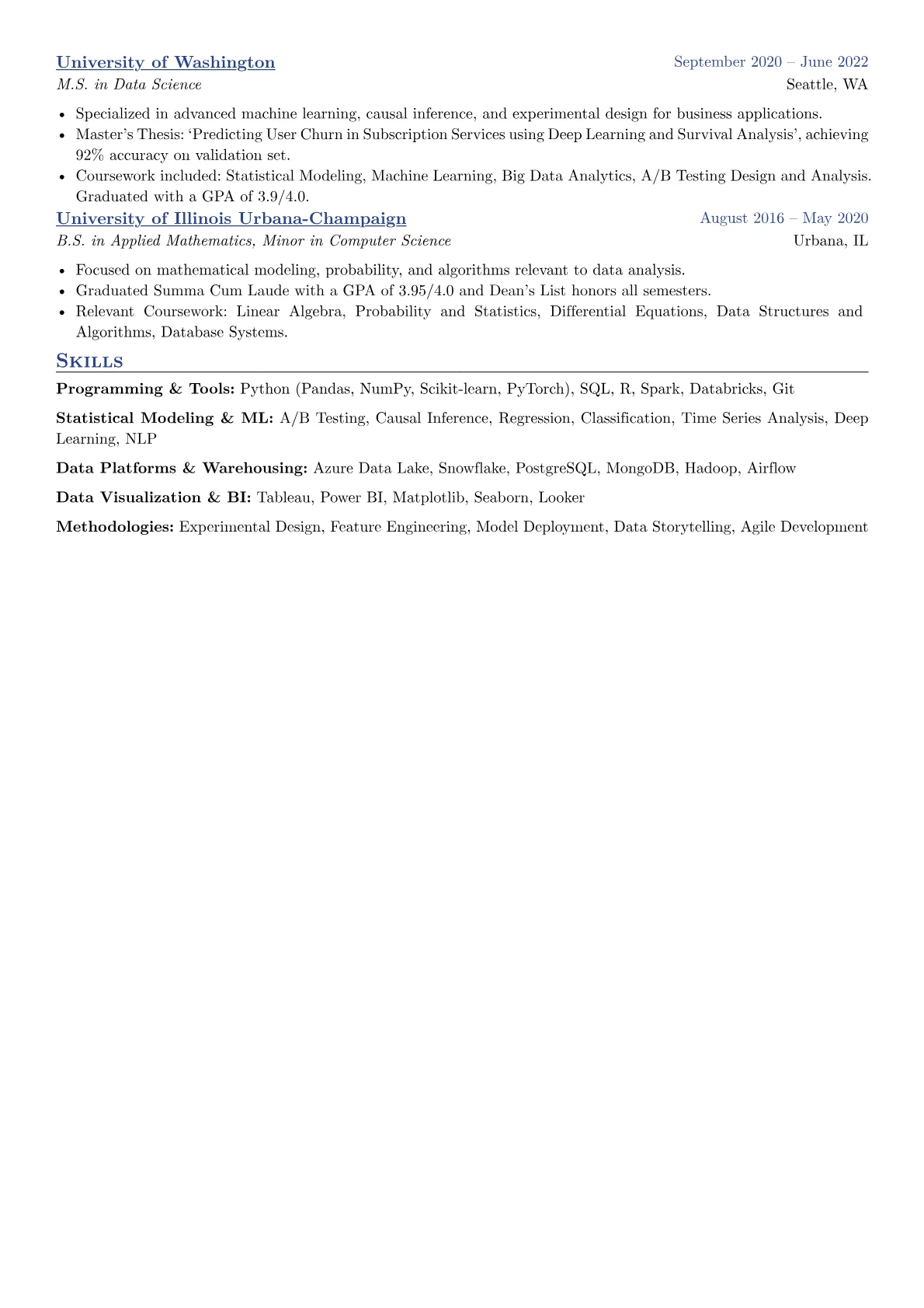 Facebook resume example, Data Scientist, page 2
