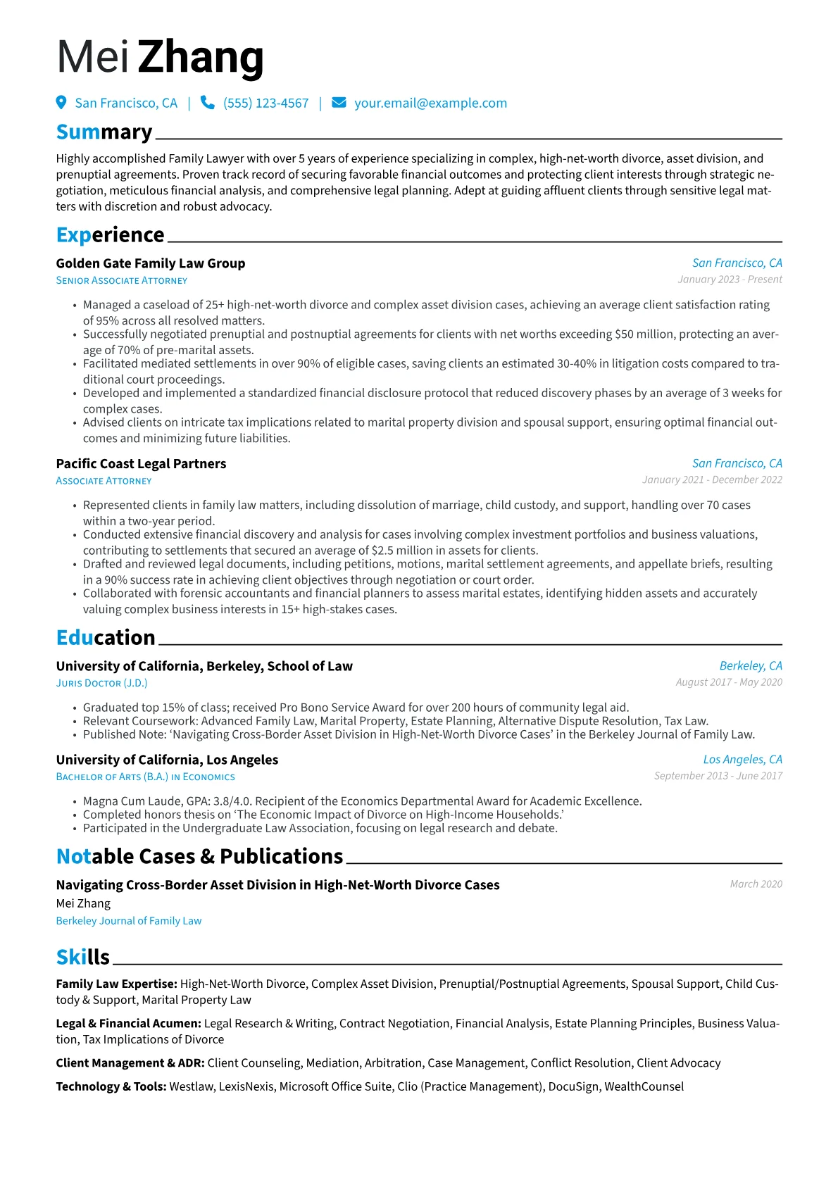 Family Lawyer resume example, Family Lawyer, page 1