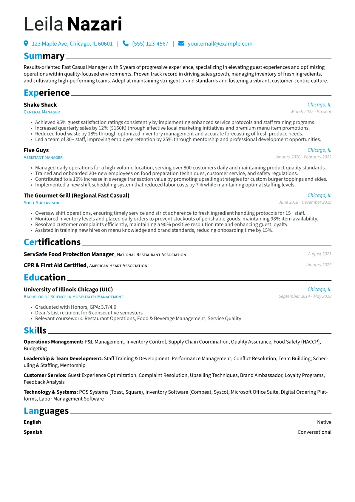 Fast Casual Operations version - Page 1