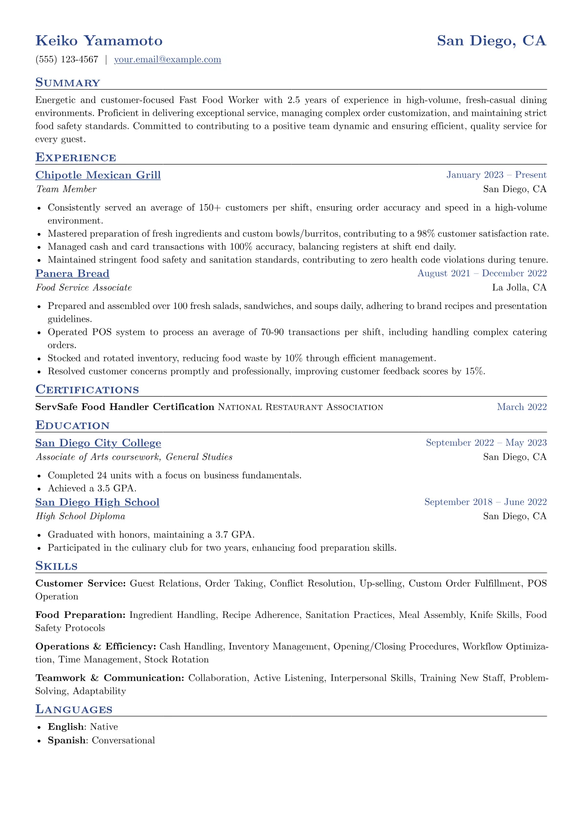 Fast Food Worker version - Page 1