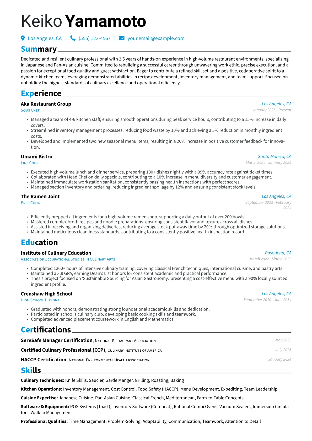 Felon resume example, Felon, page 1