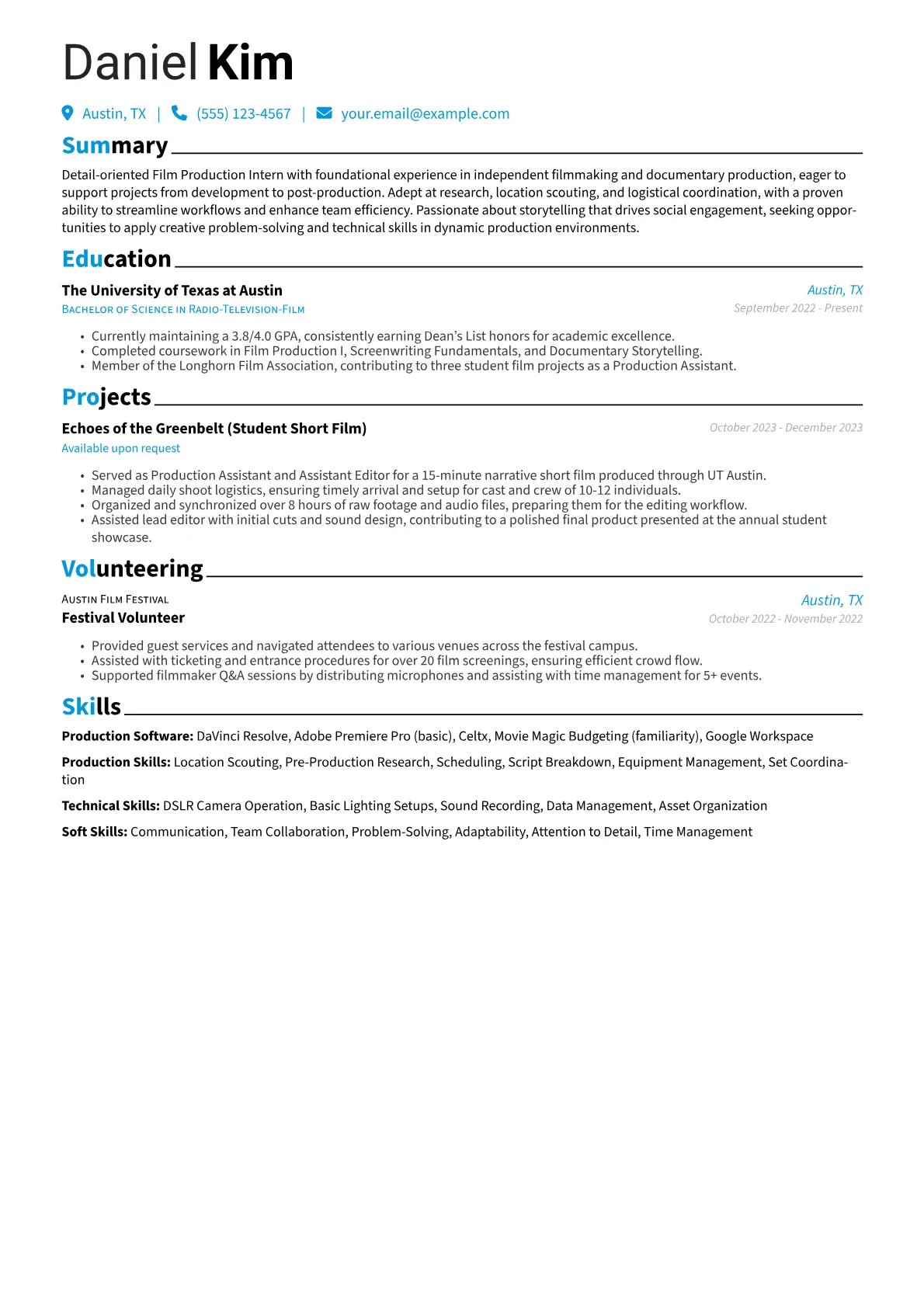 Film Production Intern version - Page 1