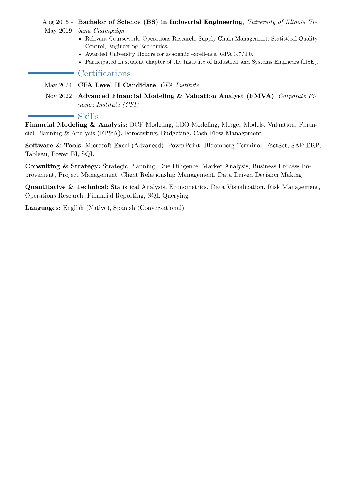 Finance Consultant resume example, Career changer, page 2