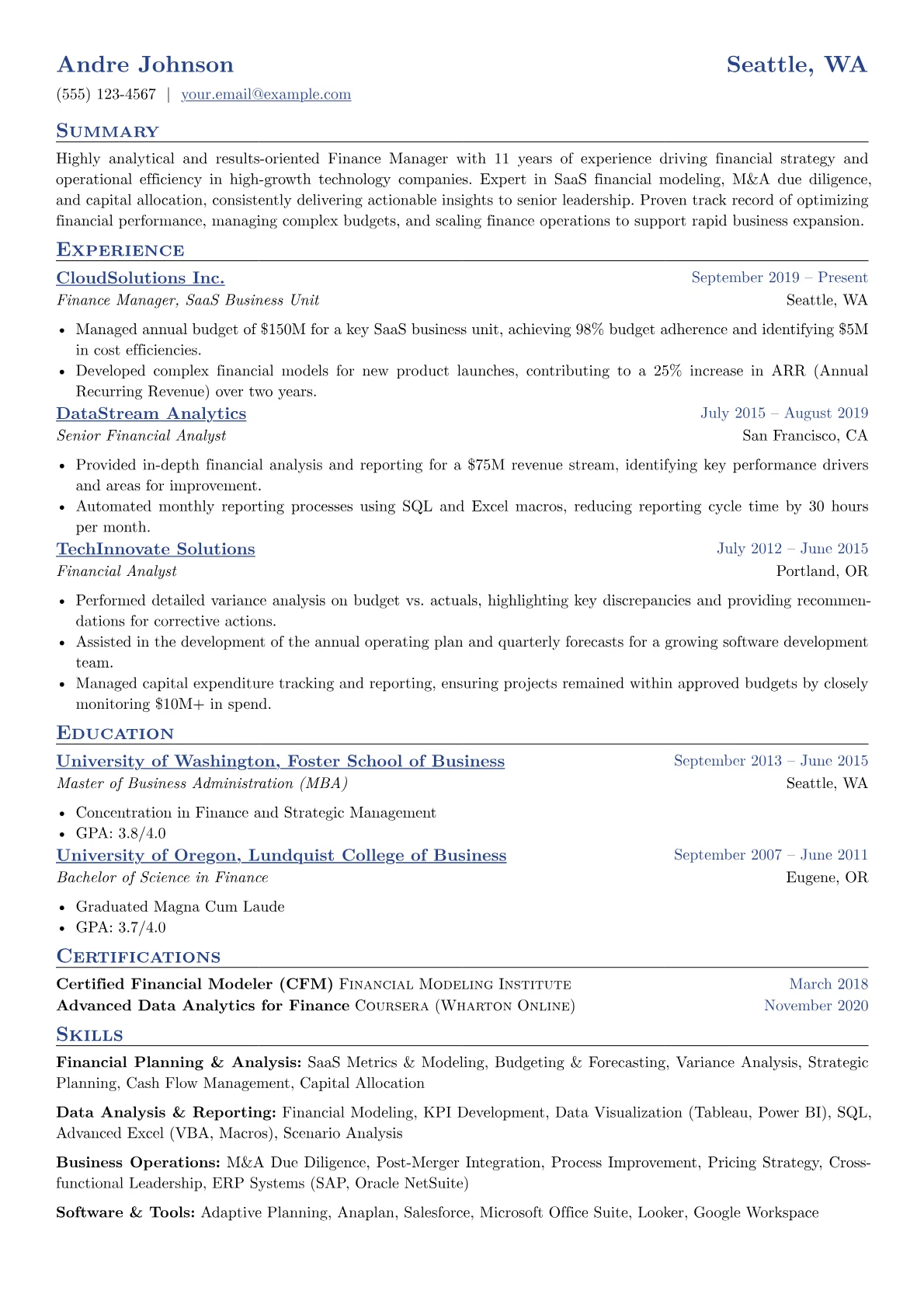 Finance Manager - Tech version - Page 1