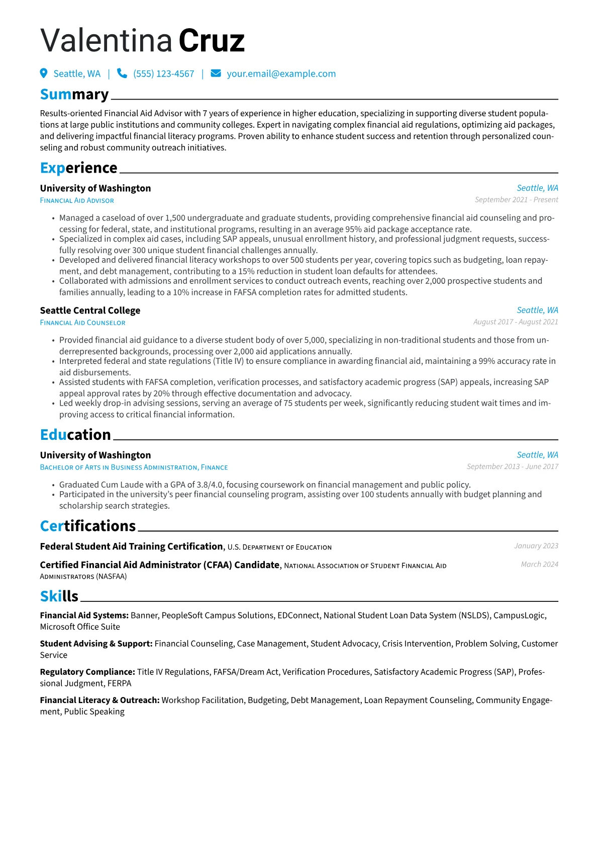 Financial Aid Advisor version - Page 1