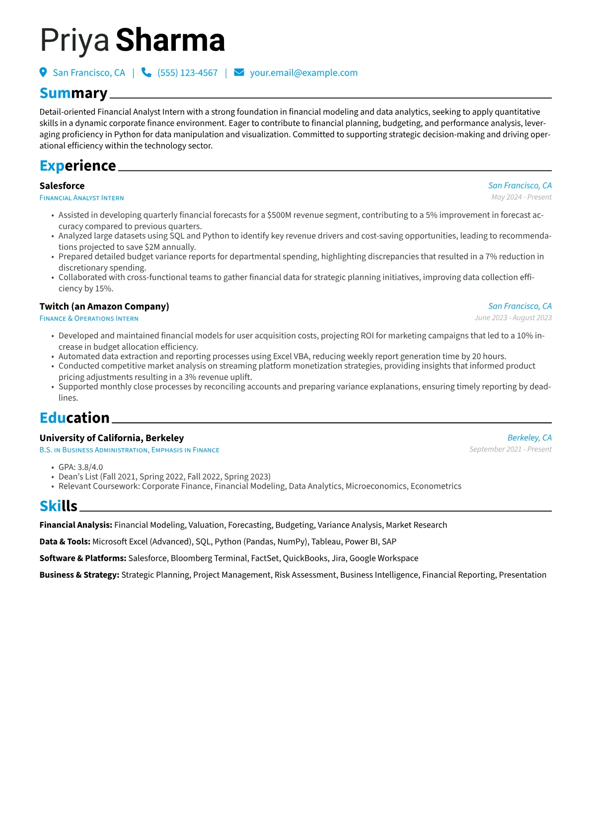 Financial Analyst Intern version - Page 1