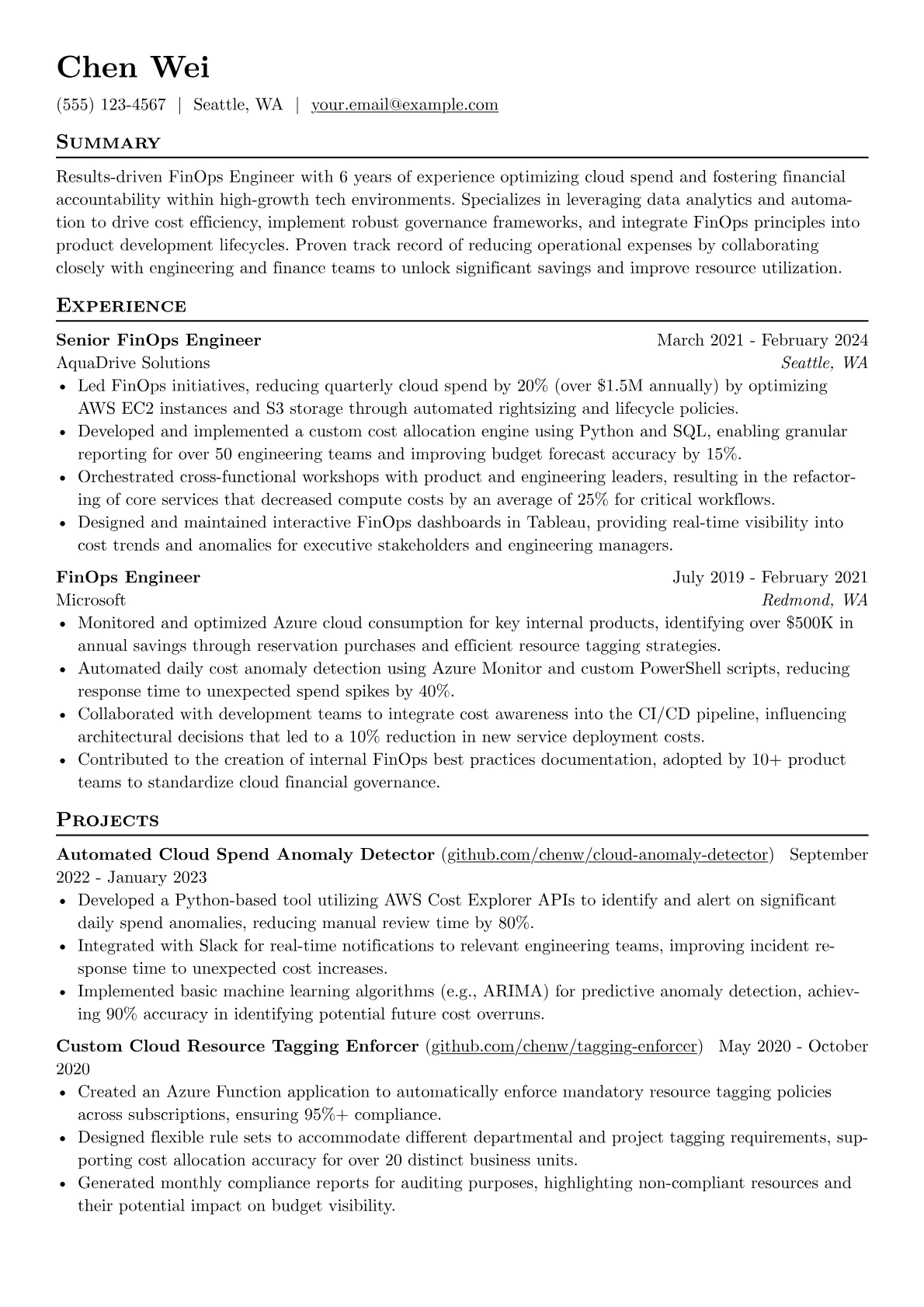 FinOps Engineer version - Page 1