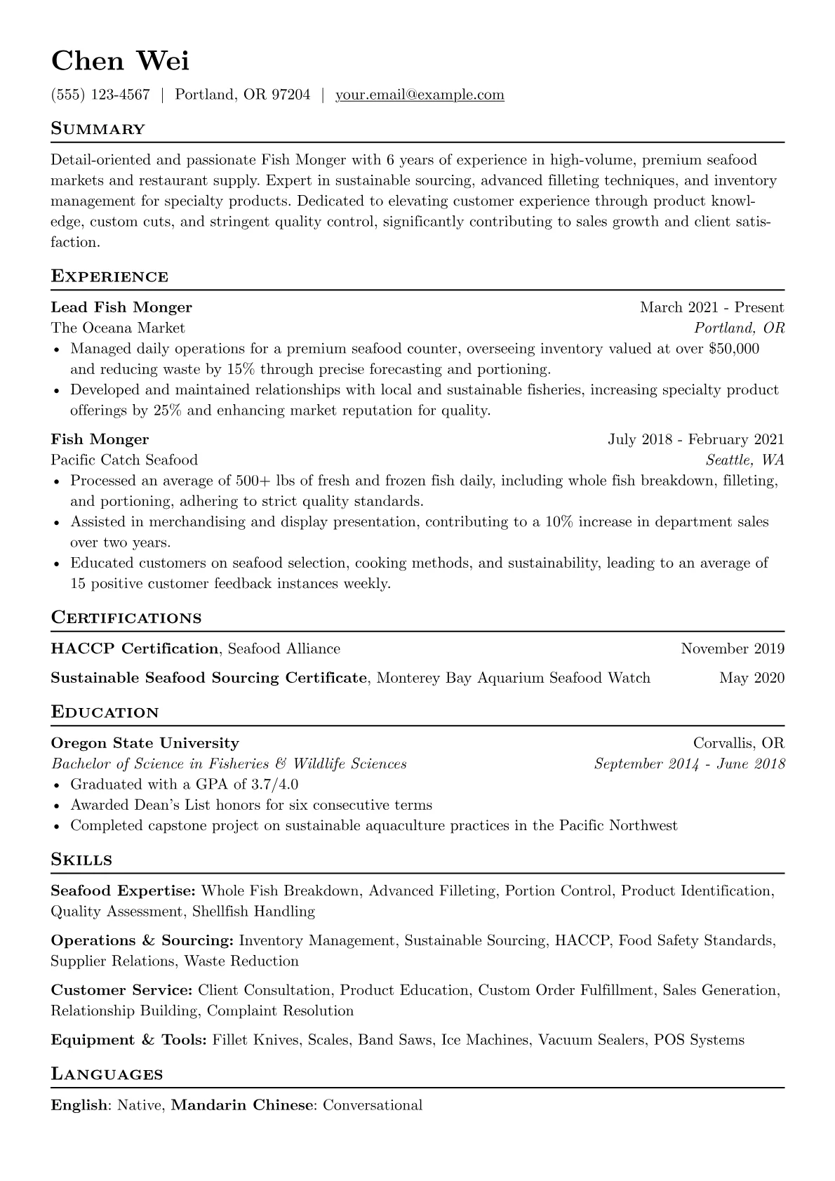 Specialty Seafood Monger version - Page 1