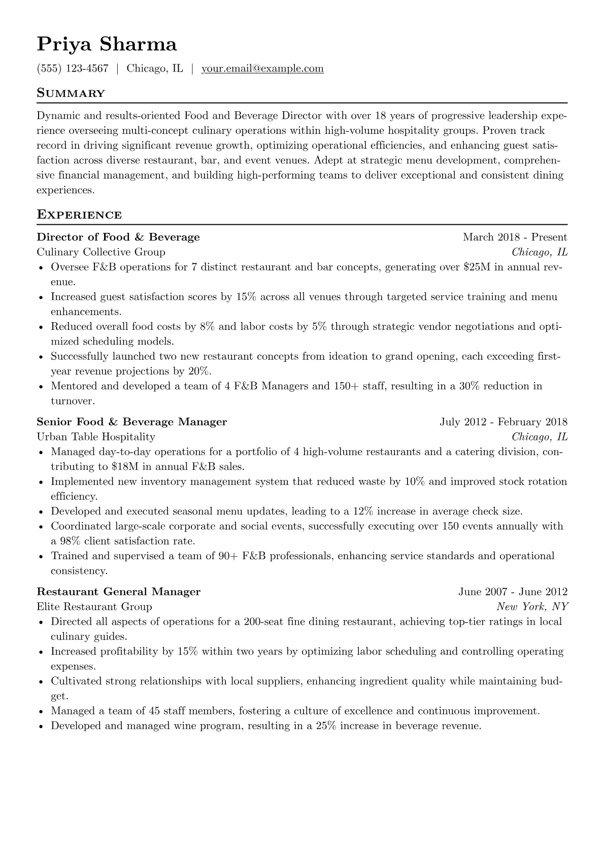 F&B Operations version - Page 1