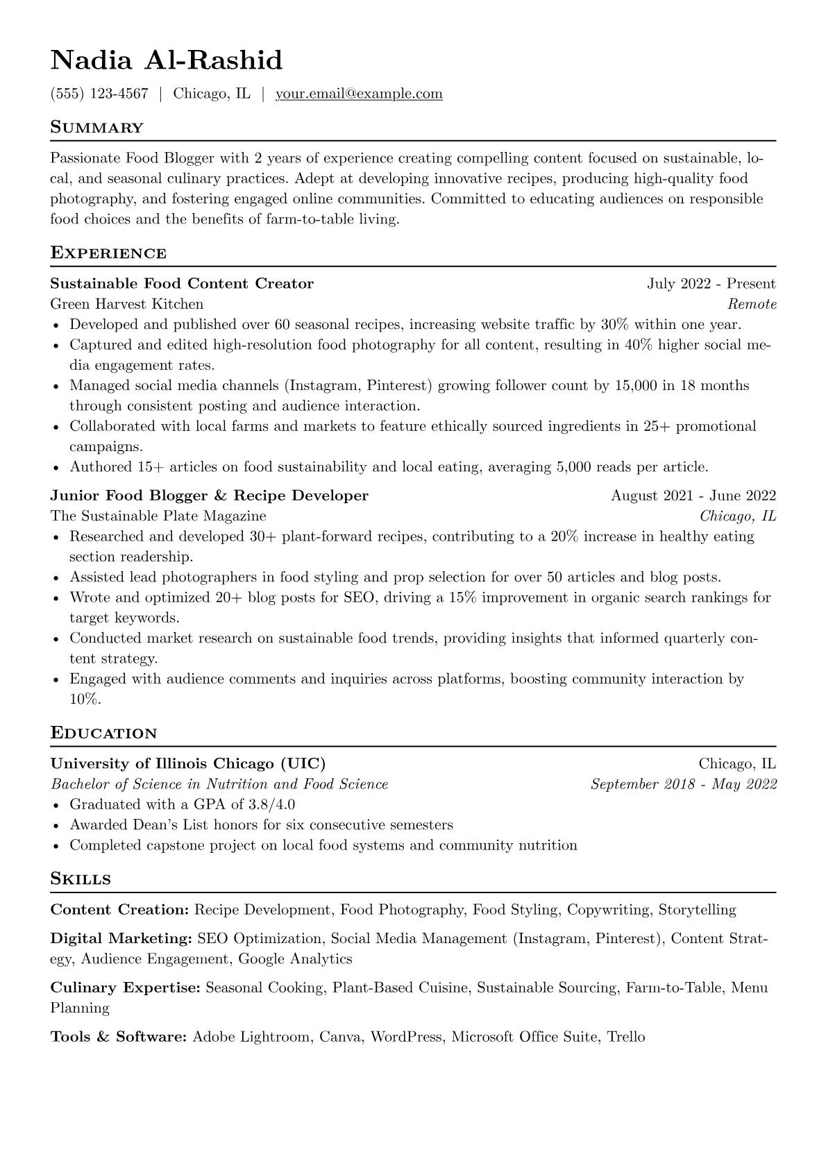 Sustainable Food Blogger version - Page 1
