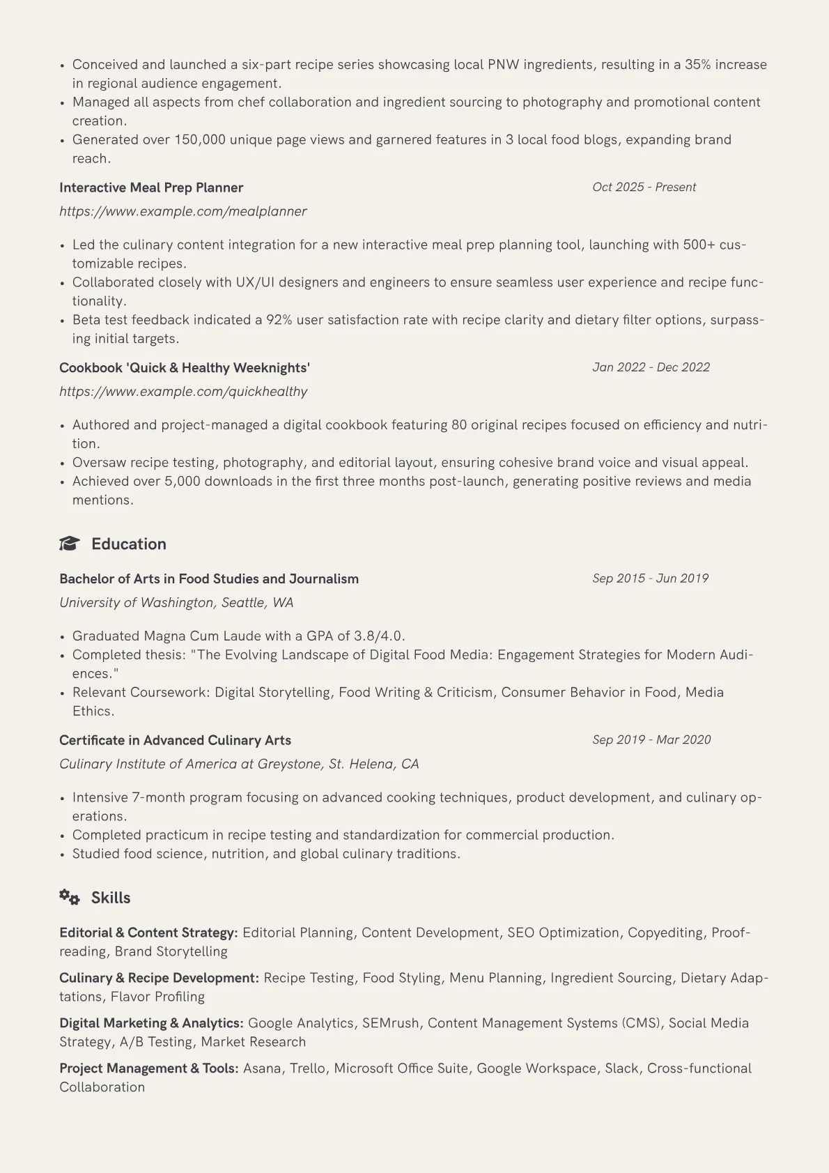 Food Editor resume example, Corporate Food Editor, page 2