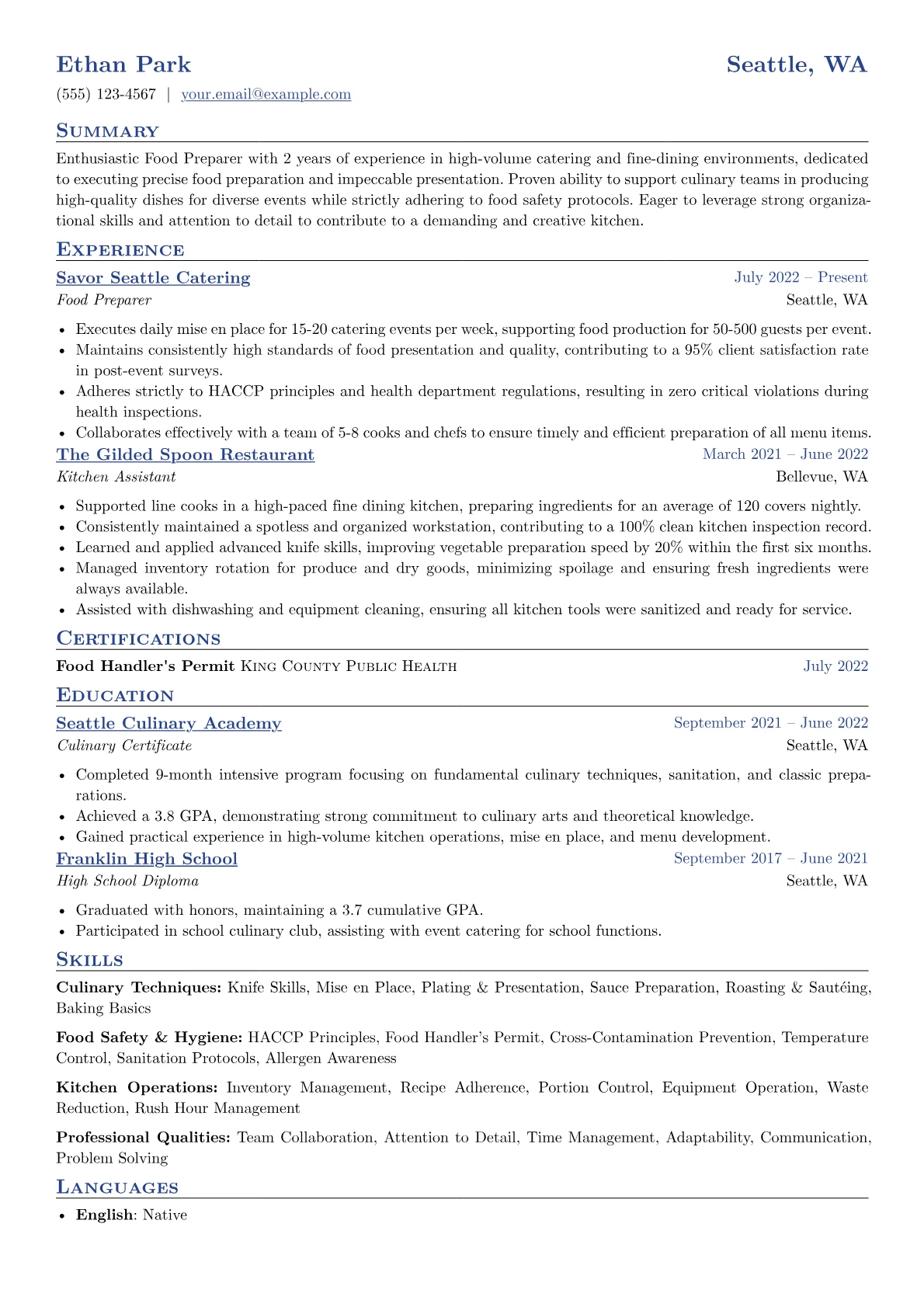 Entry-Level Food version - Page 1