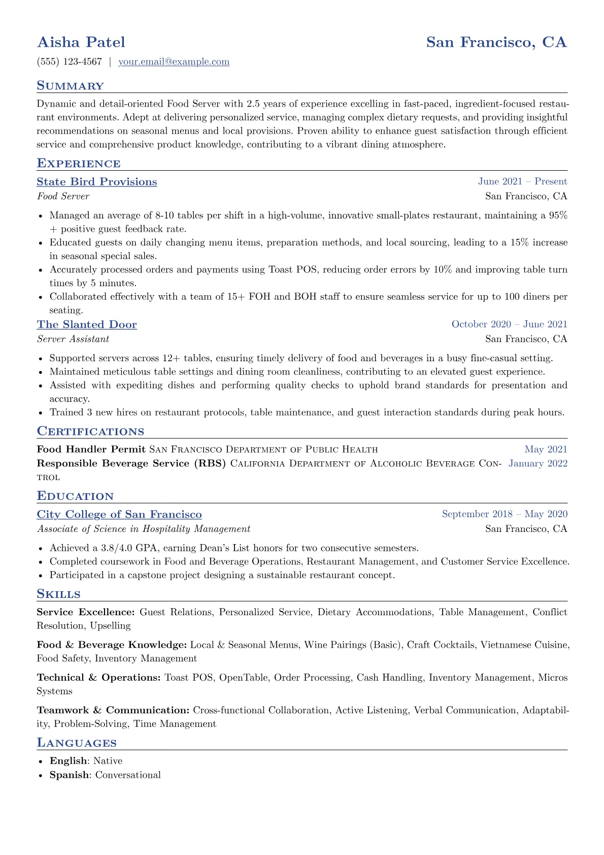 Food Server version - Page 1