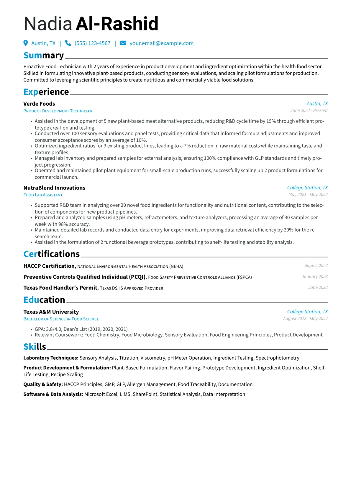 Food Technician version - Page 1