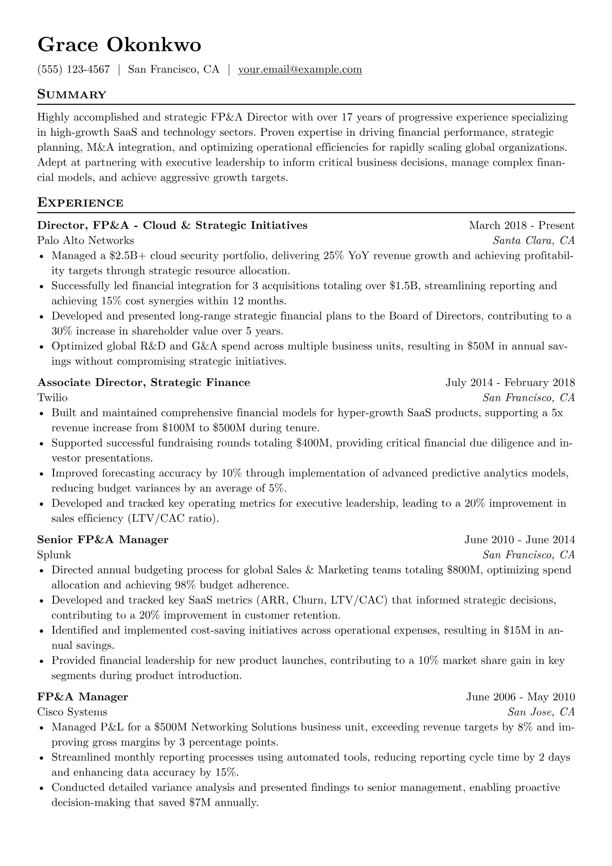 FP&A Director version - Page 1