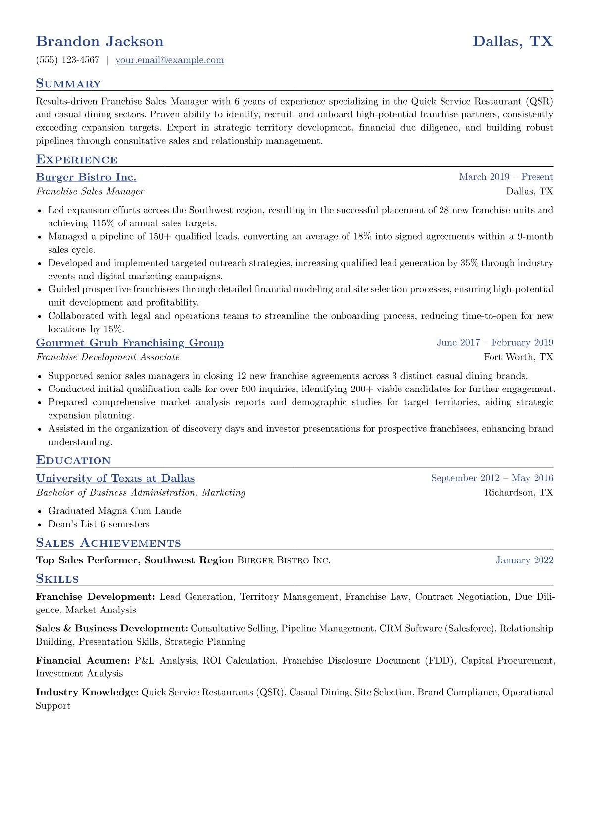 Franchise Sales version - Page 1