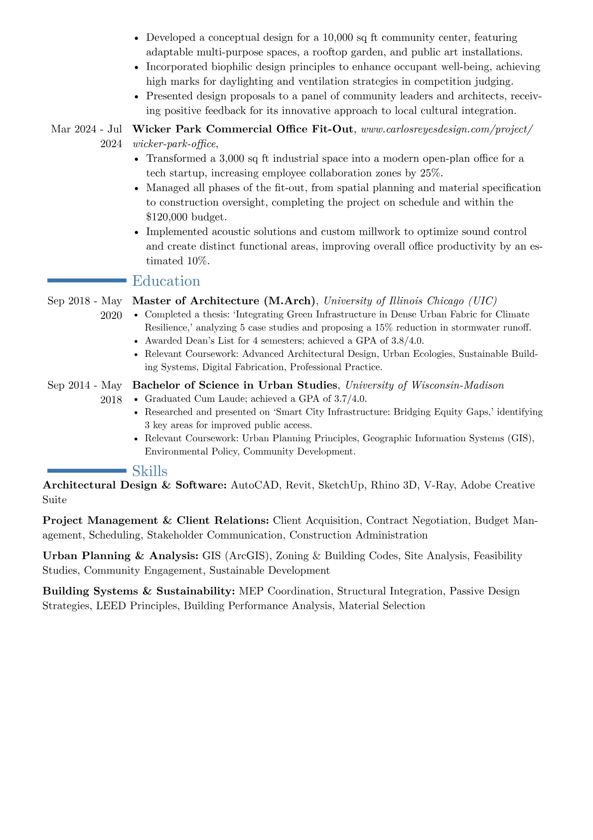 Freelance Architect resume example, Career changer, page 2