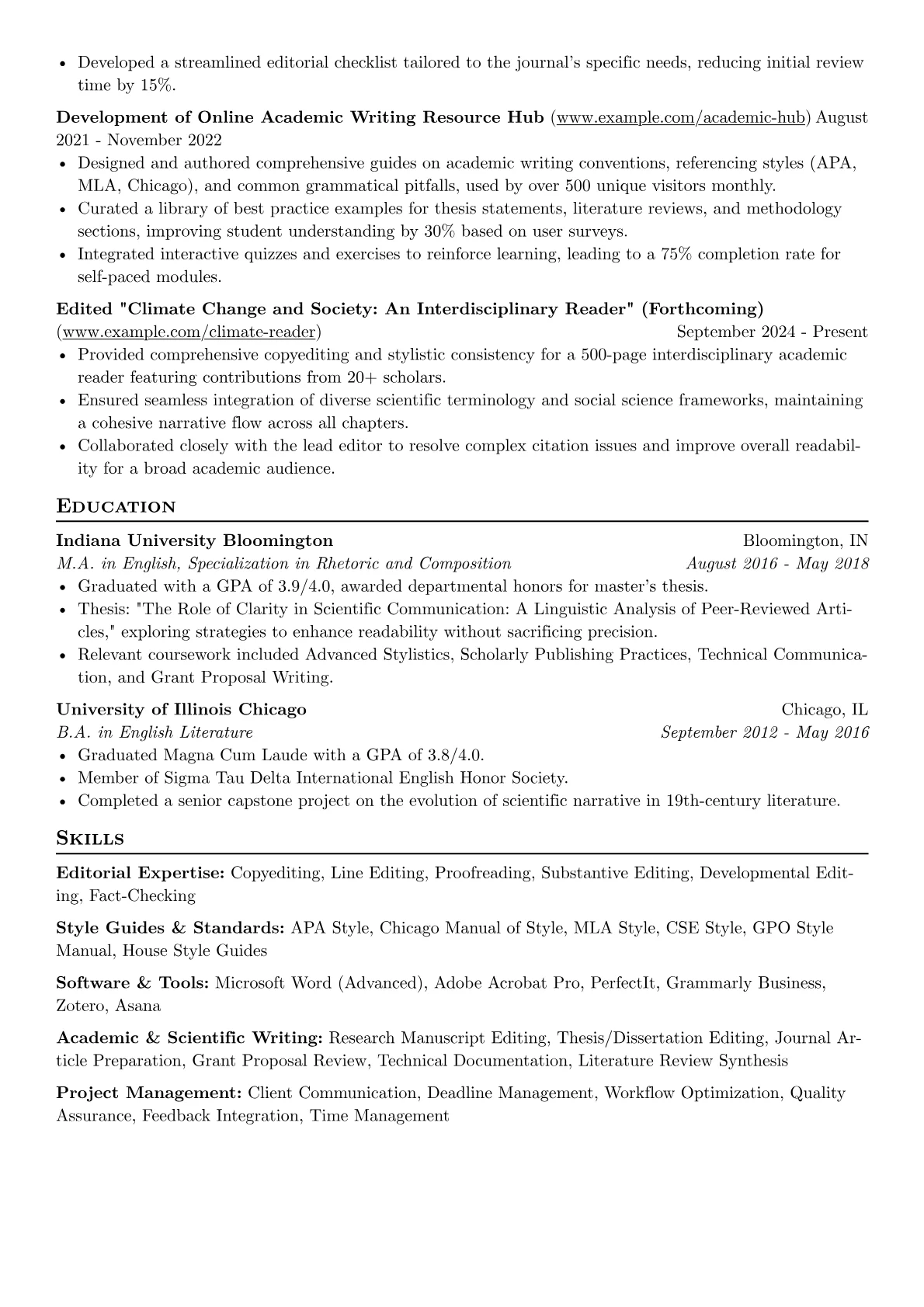 Freelance Copy Editor resume example, Freelance Copy Editor, page 2