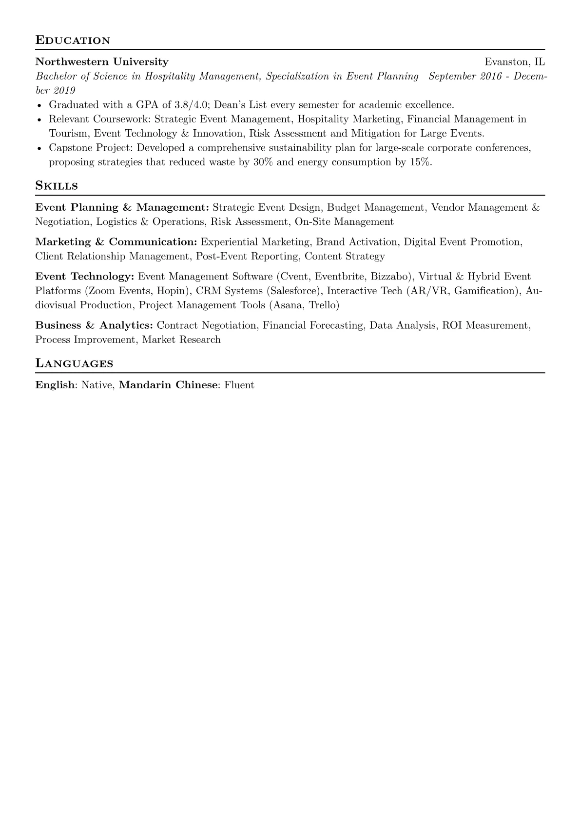 Freelance Event Planner resume example, Corporate & Experiential, page 2