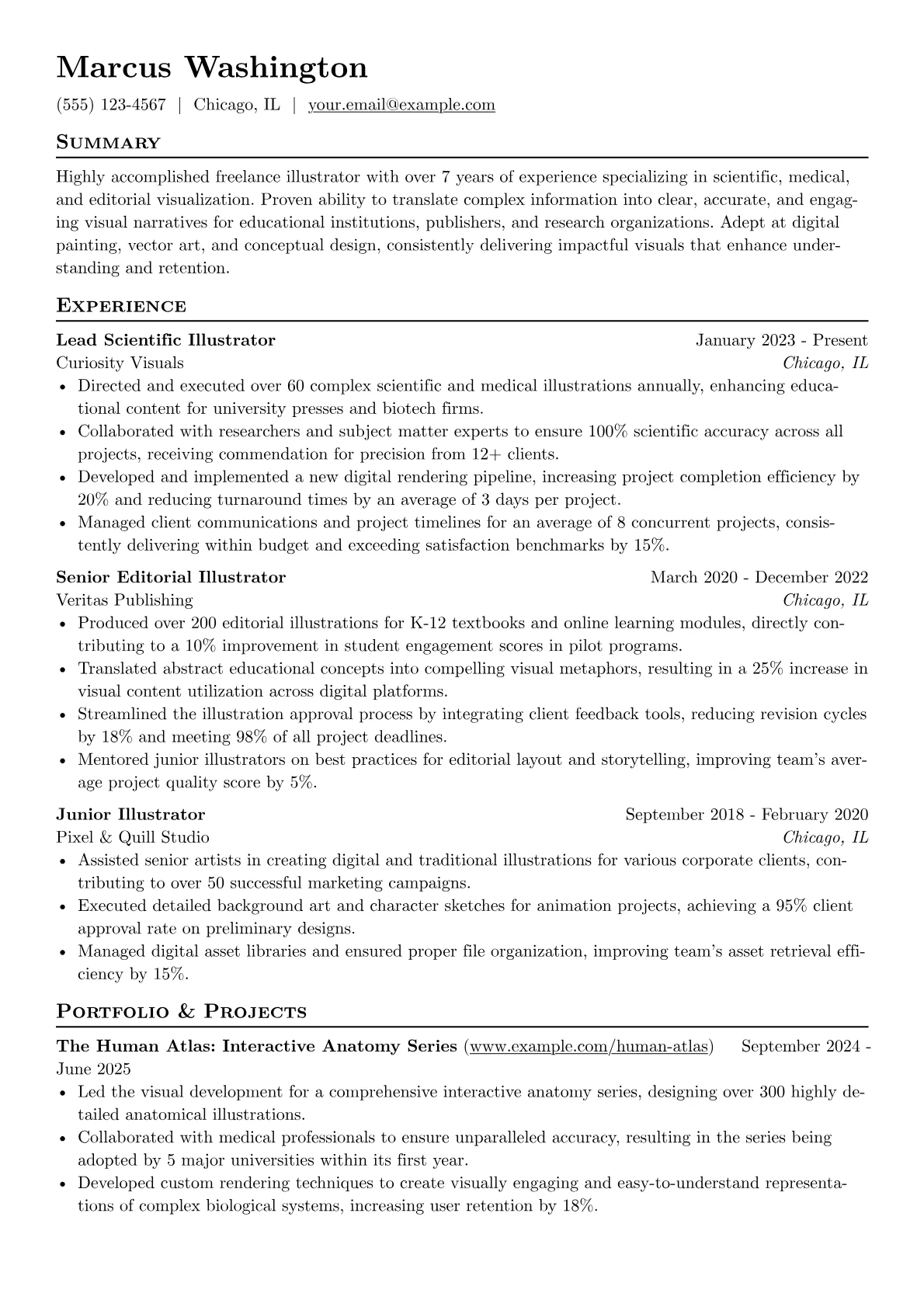 Freelance Illustrator resume example, Freelance Illustrator, page 1