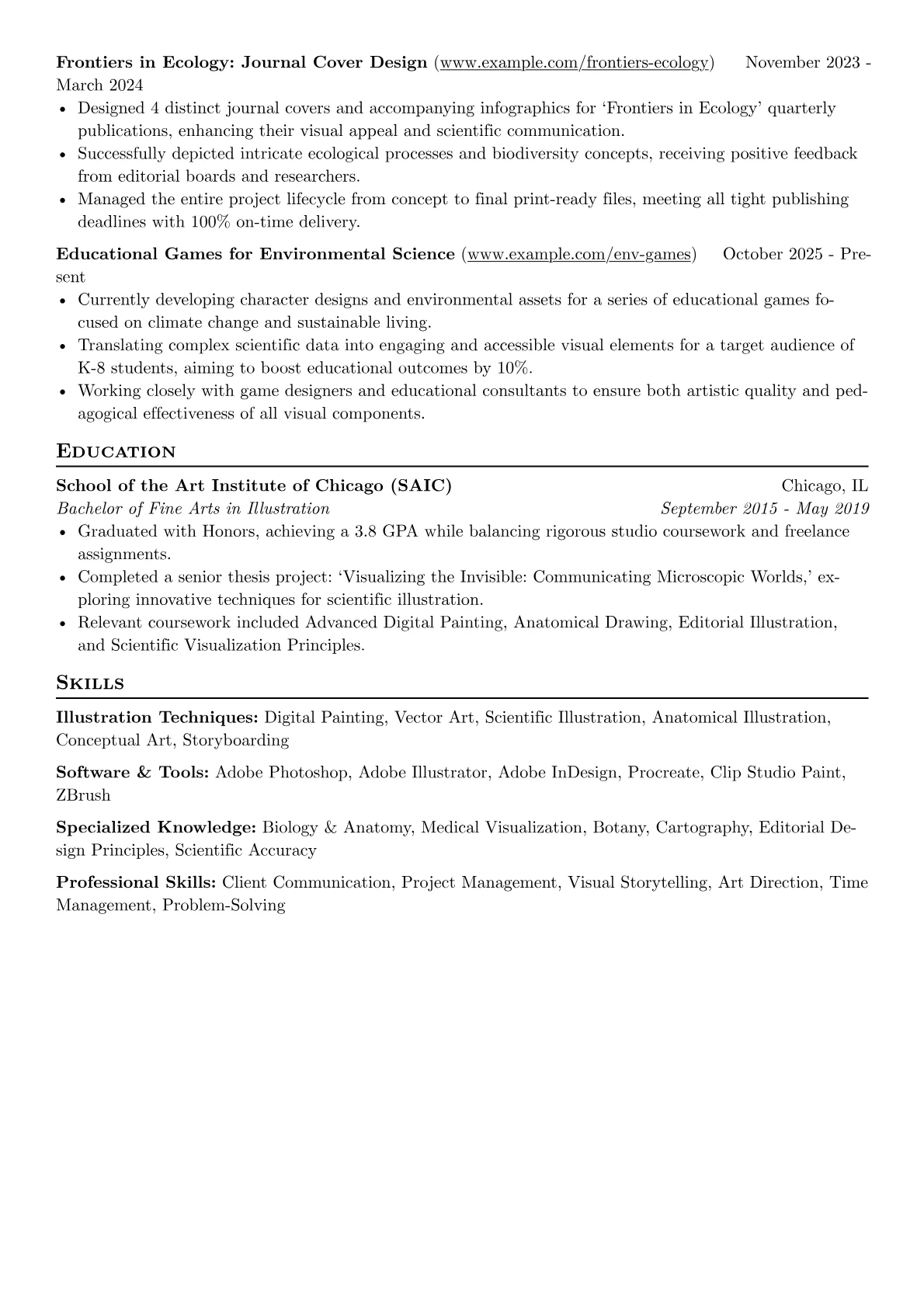 Freelance Illustrator resume example, Freelance Illustrator, page 2