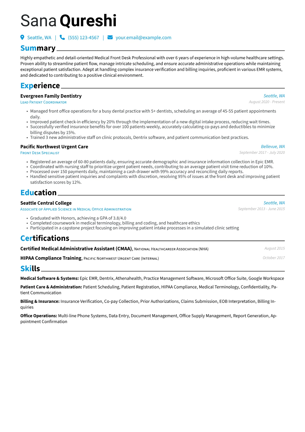 Medical Front Desk version - Page 1