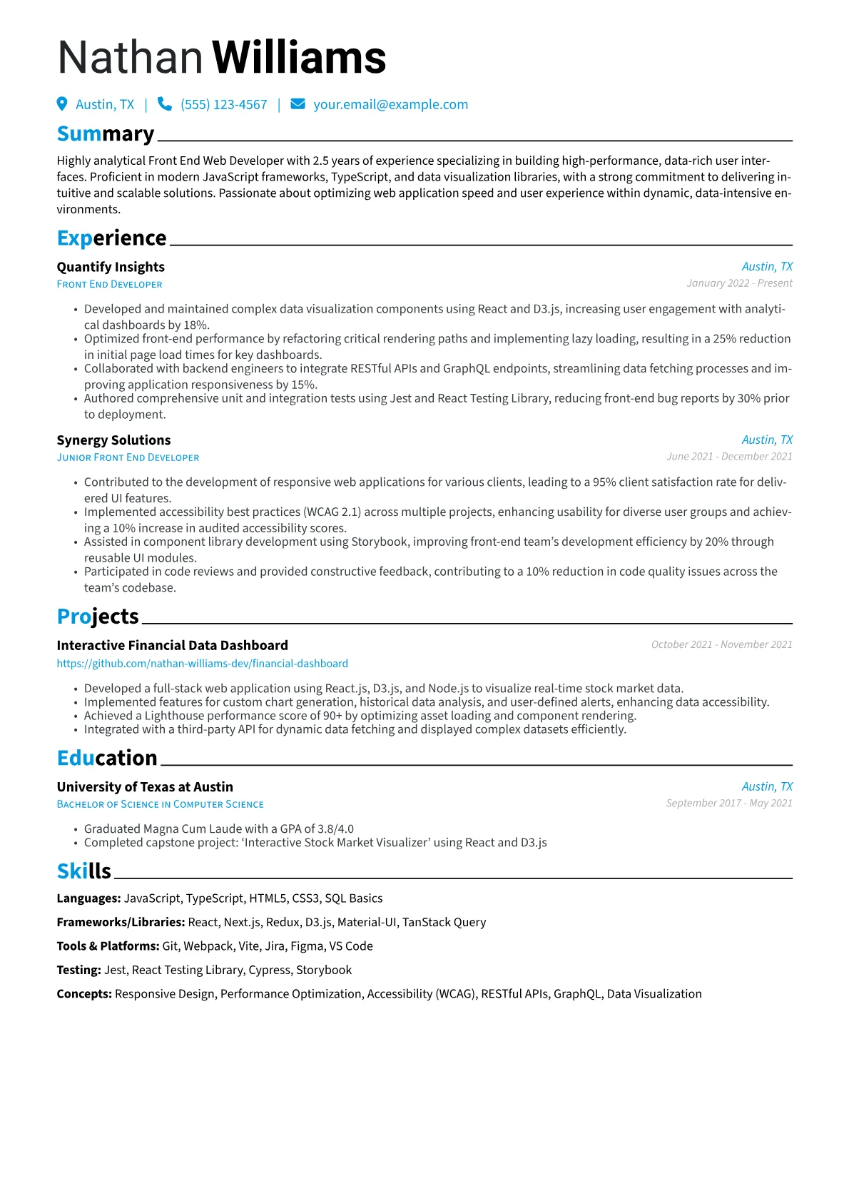 Data-Focused Front End version - Page 1