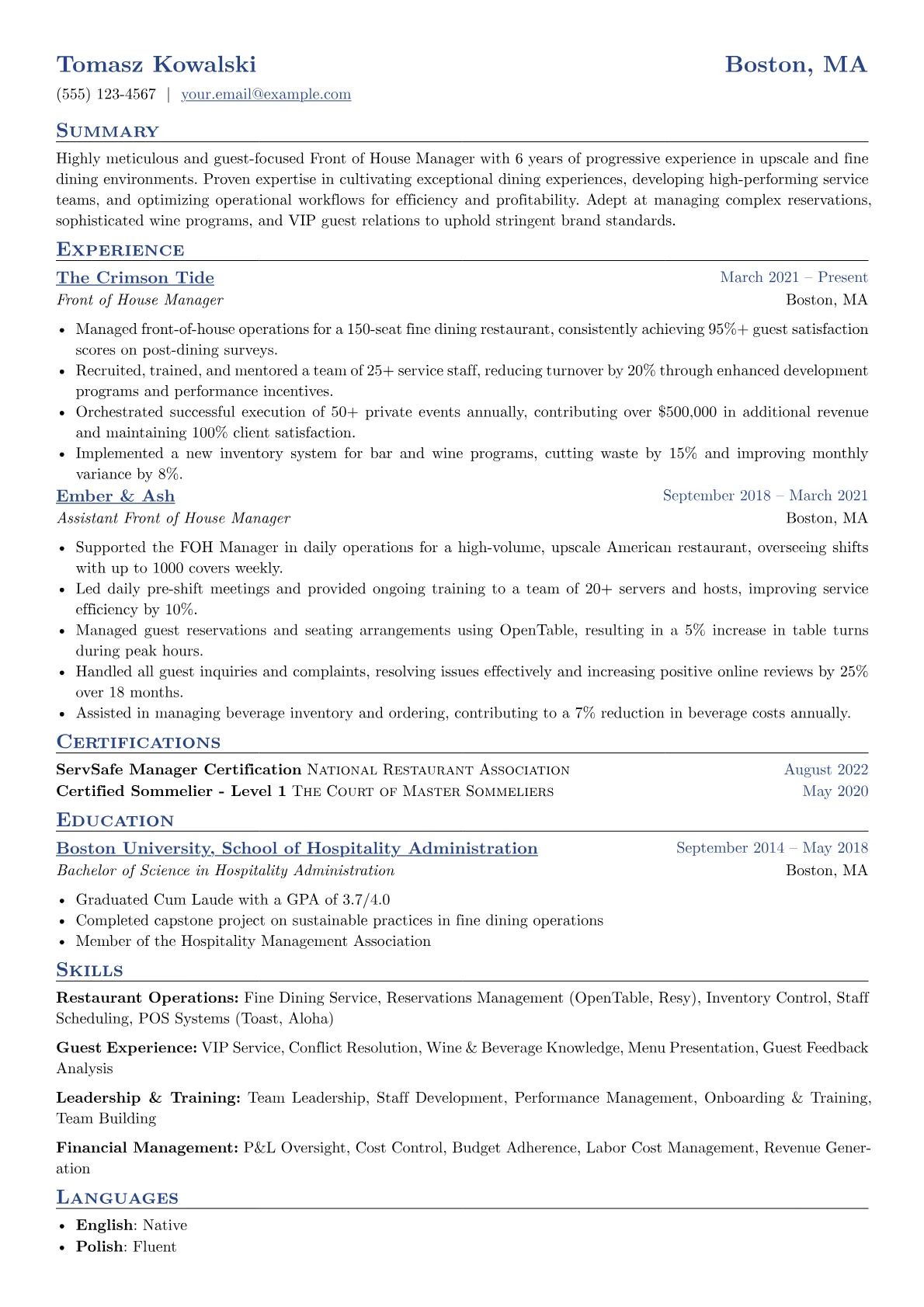 Fine Dining Front version - Page 1