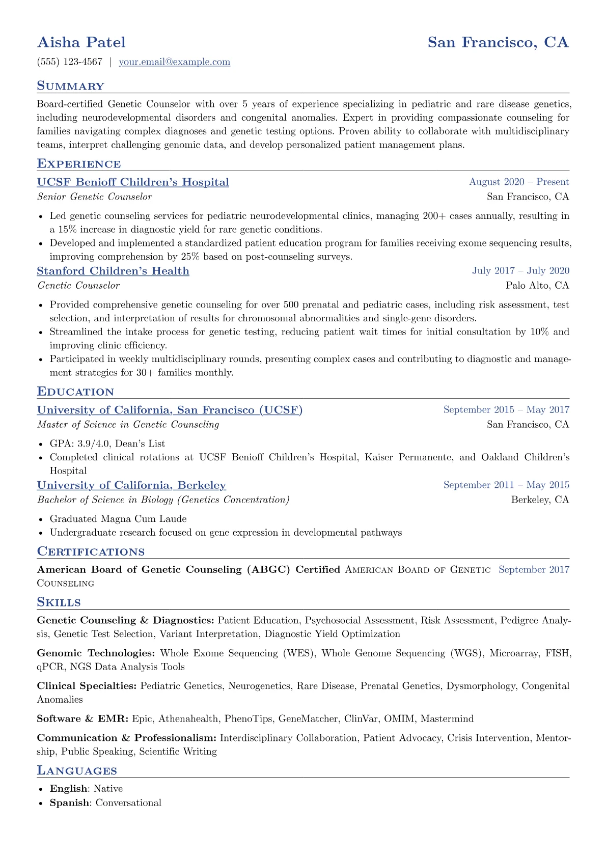Genetic Counseling version - Page 1
