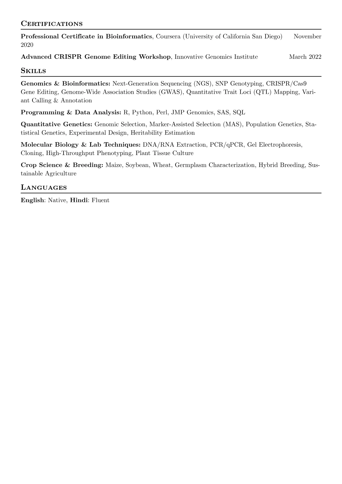 Geneticist resume example, Agricultural Geneticist, page 2