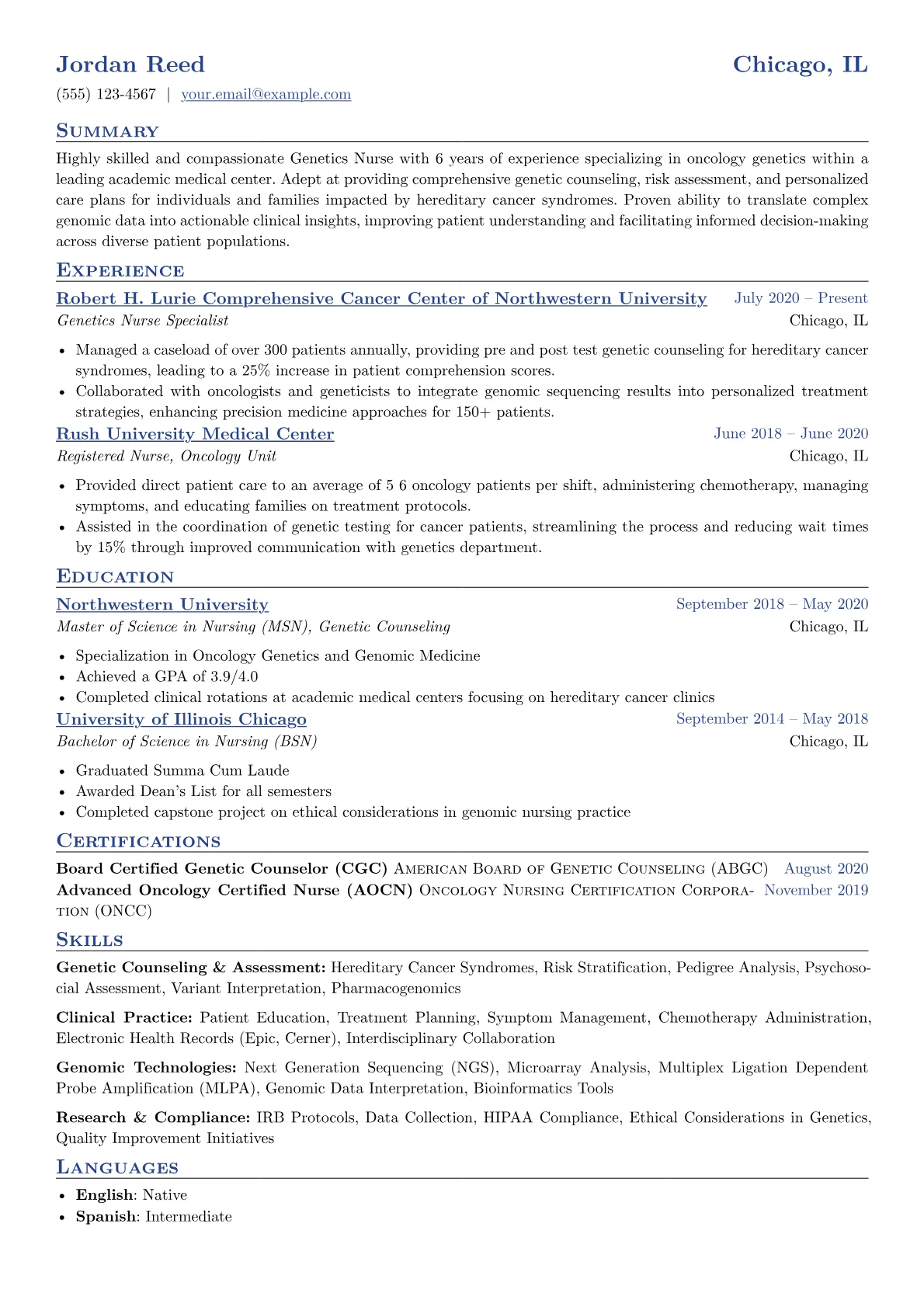 Oncology Genetics Nurse version - Page 1