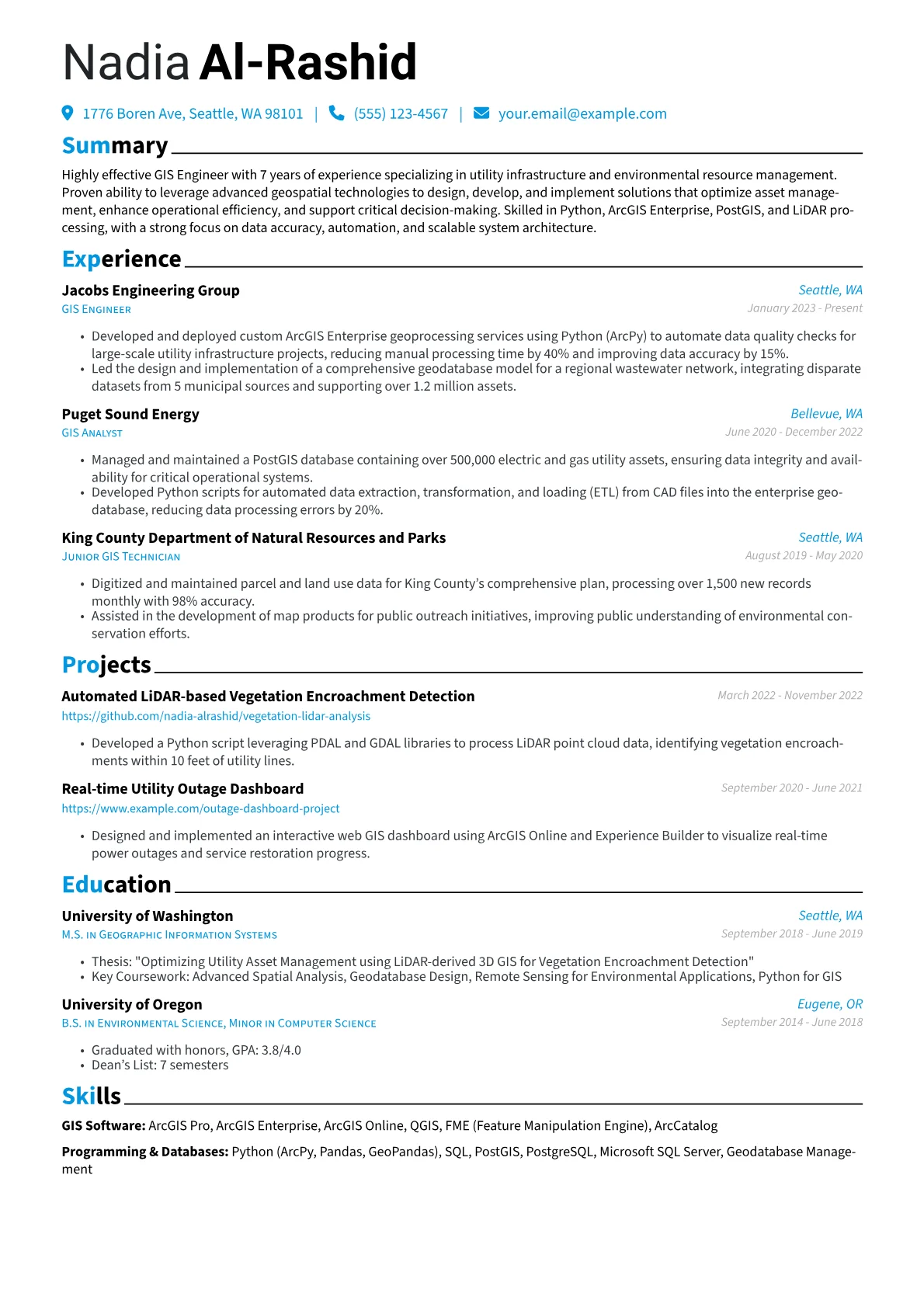 GIS Engineer resume example, GIS Engineer, page 1