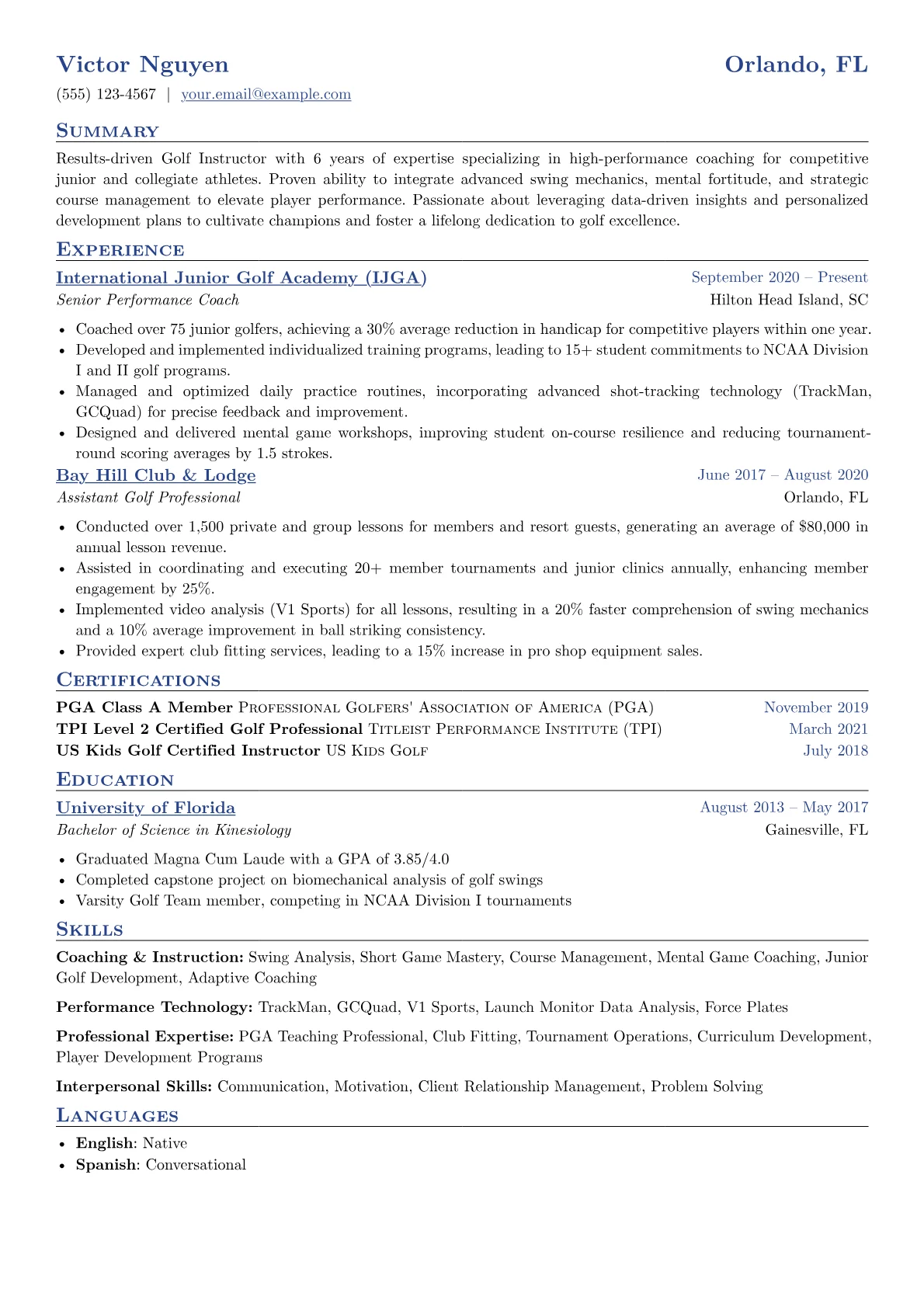 Golf Instructor version - Page 1
