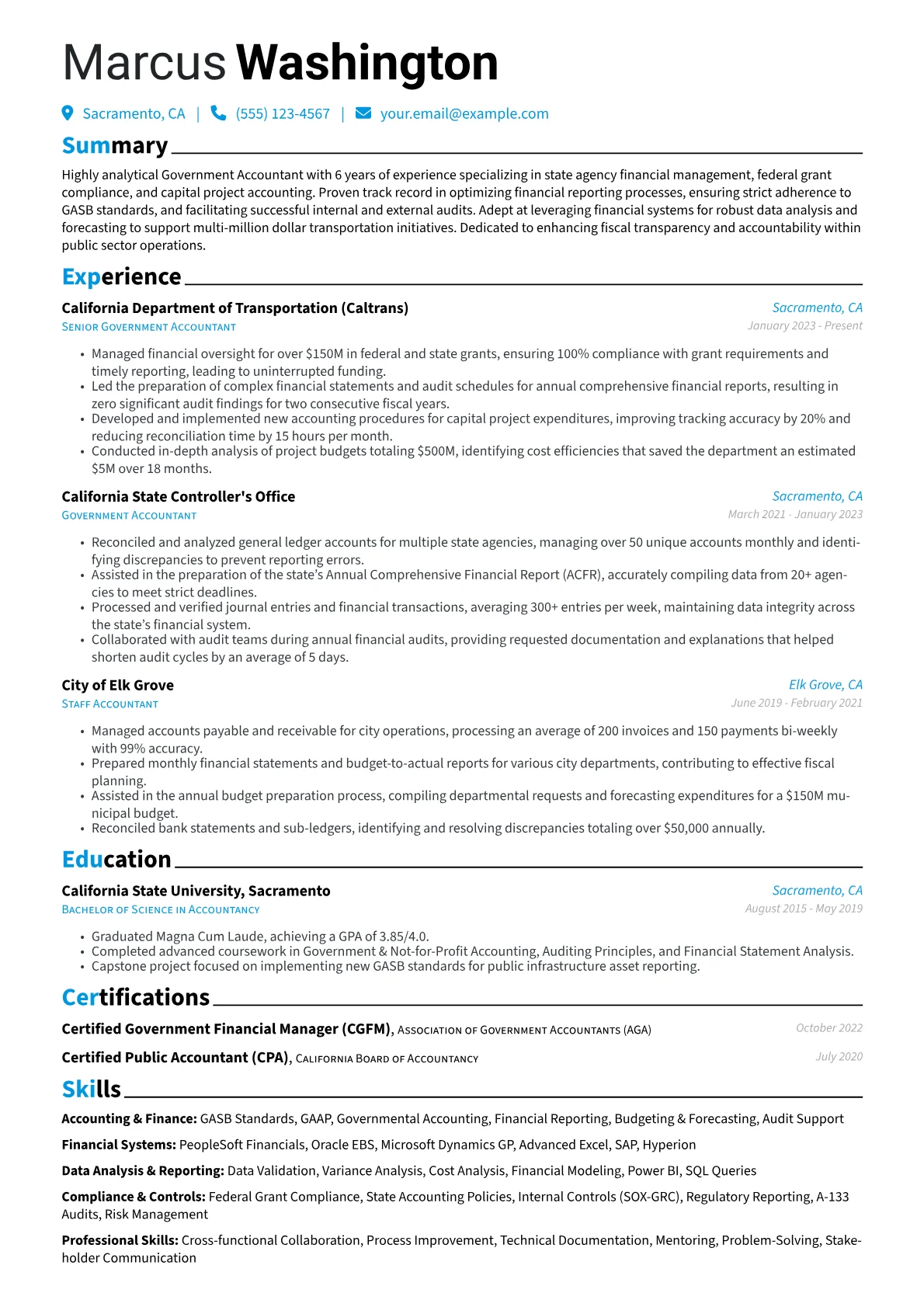 Government Accounting resume example, Government Accounting, page 1