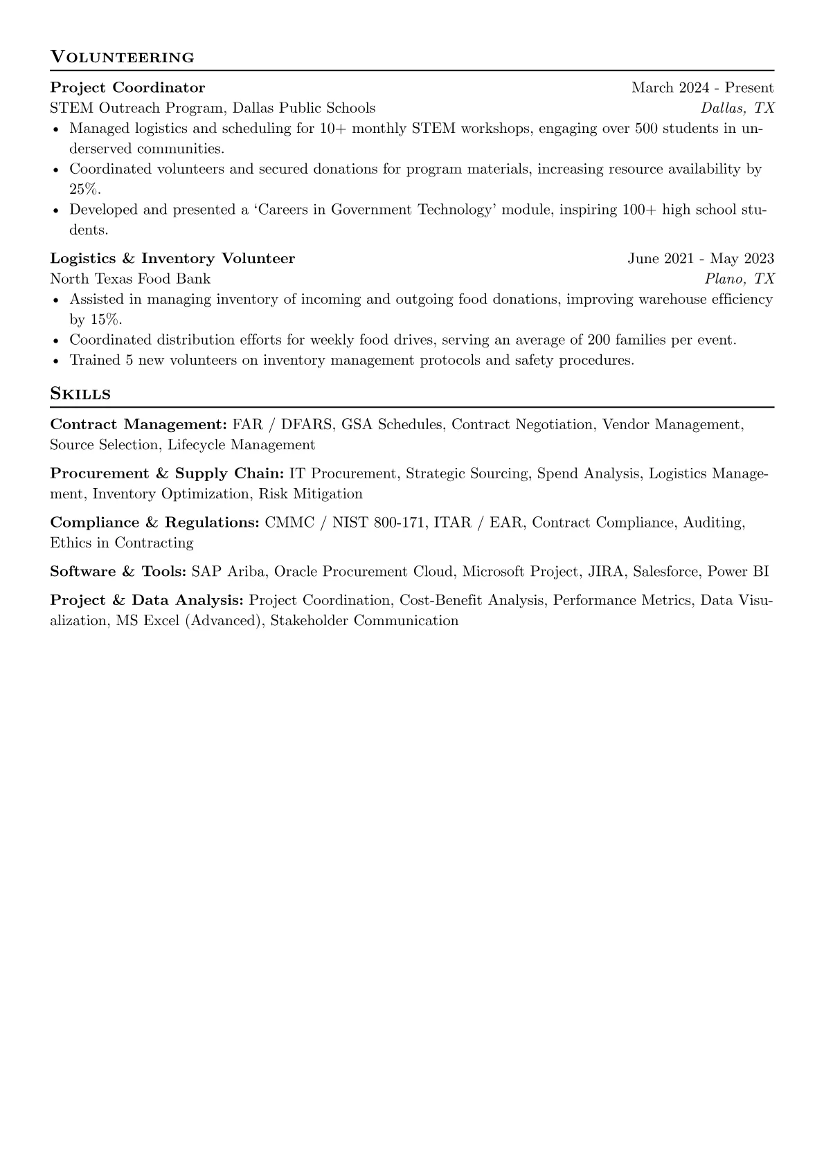 Government Contractor resume example, Government Contractor, page 2